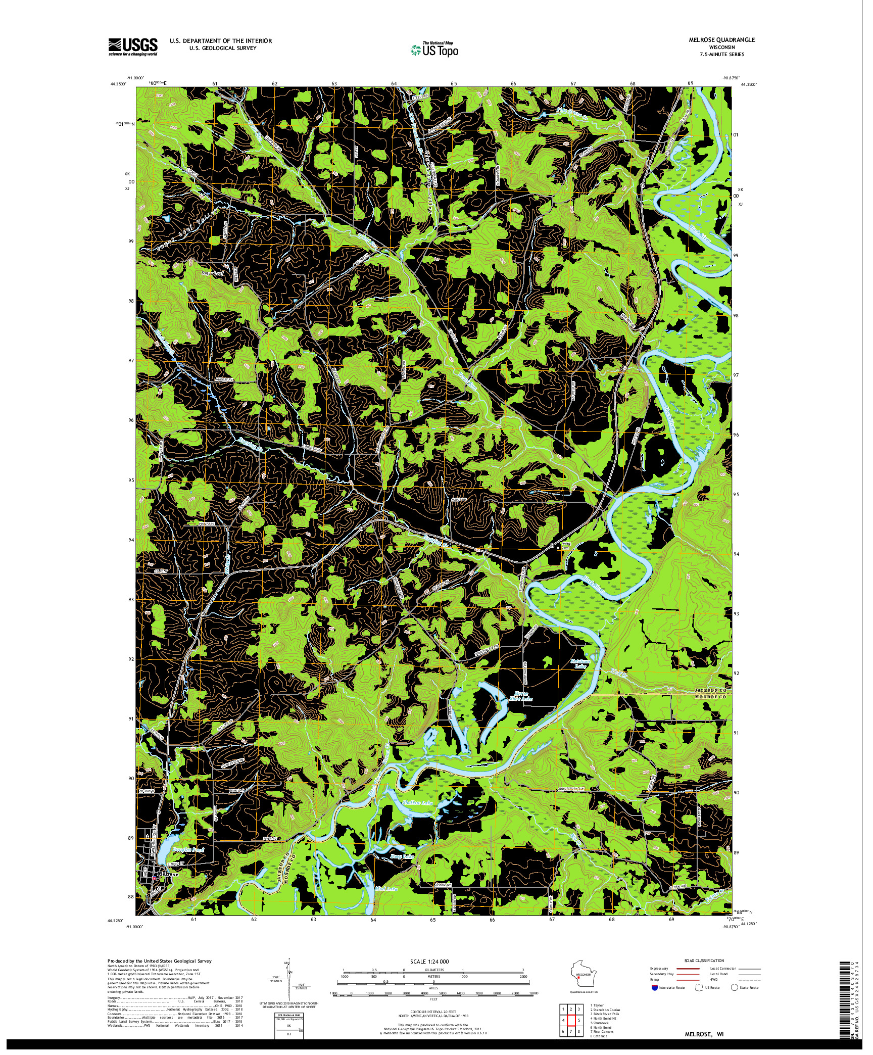 USGS US TOPO 7.5-MINUTE MAP FOR MELROSE, WI 2018