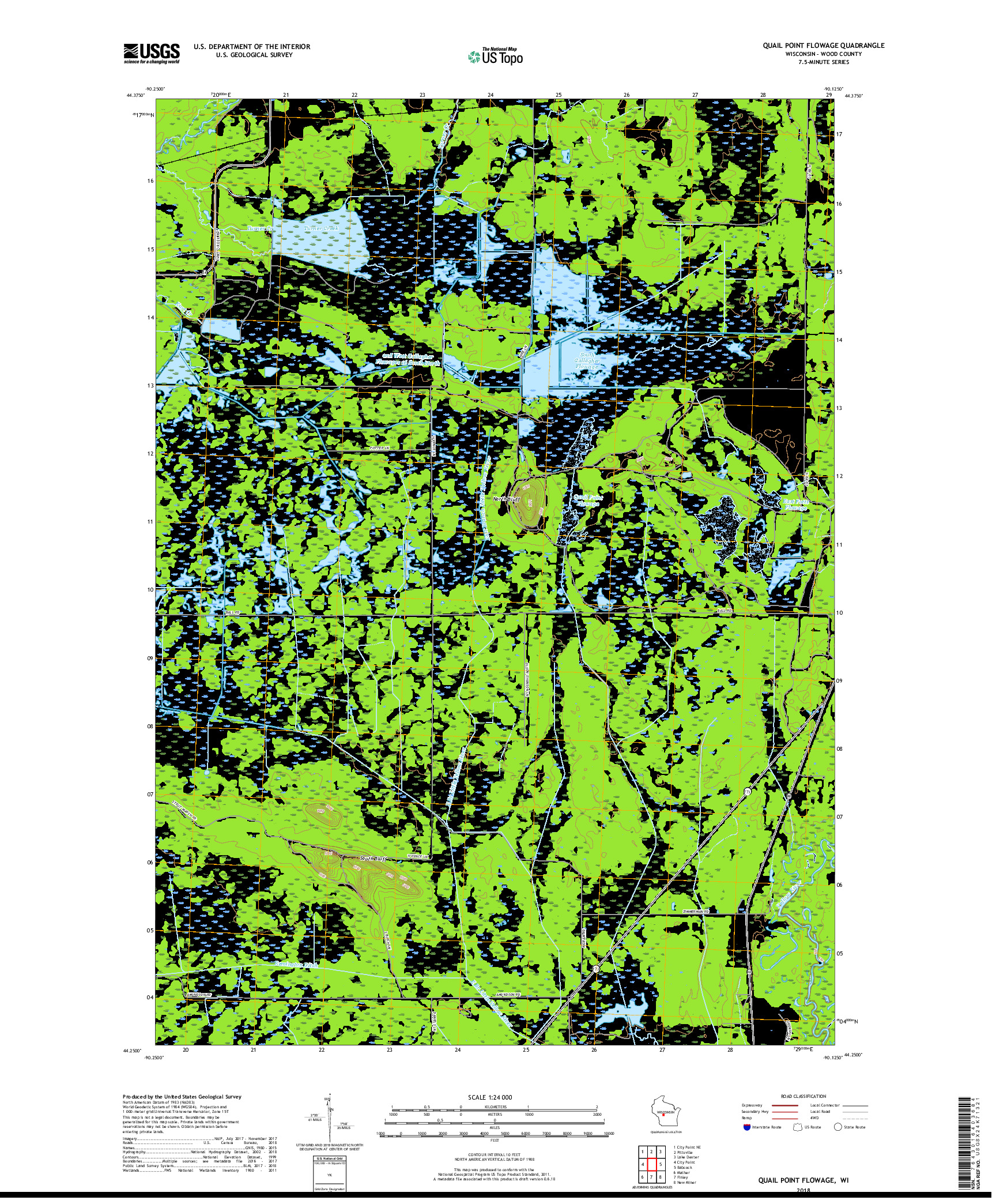 USGS US TOPO 7.5-MINUTE MAP FOR QUAIL POINT FLOWAGE, WI 2018