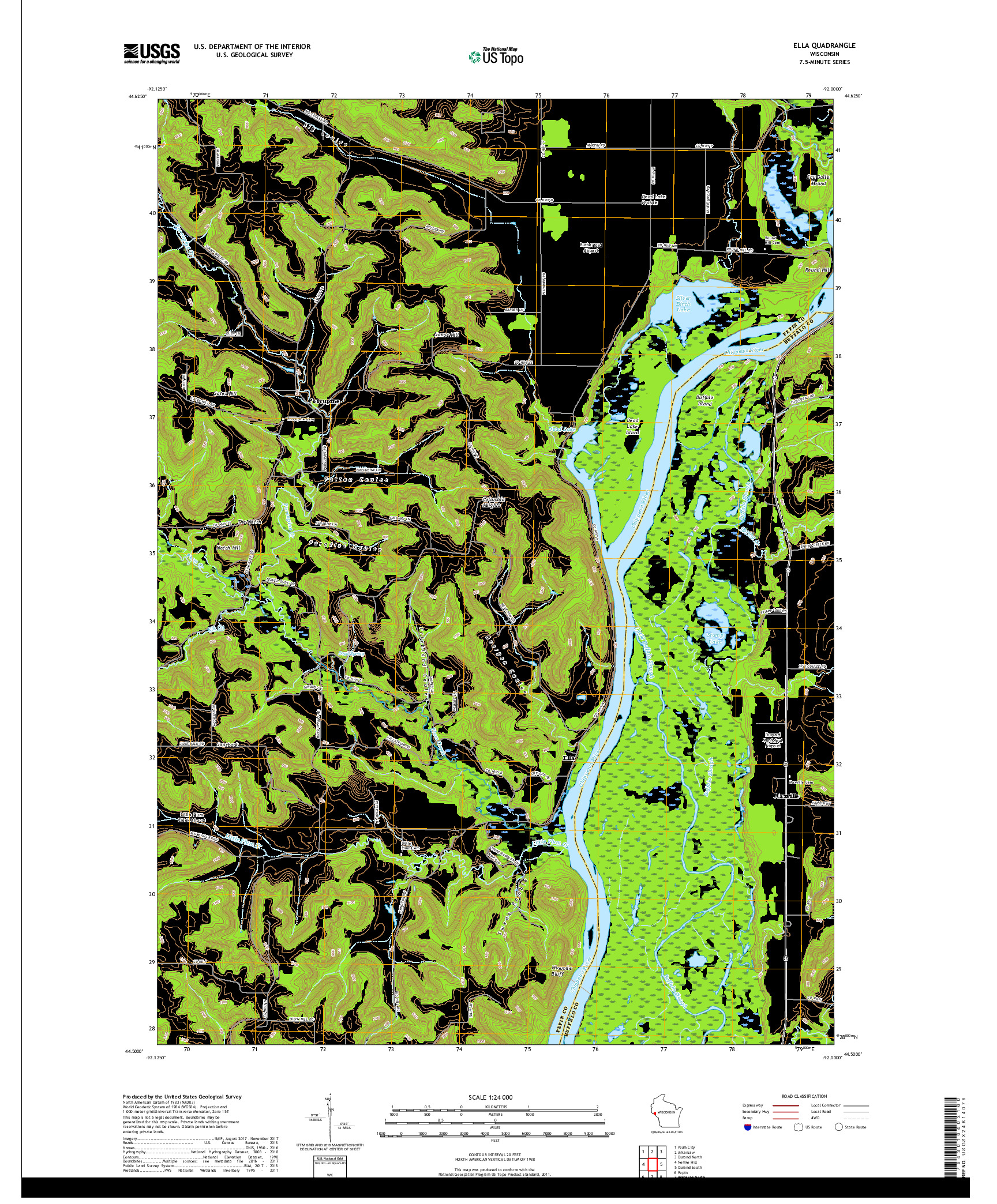 USGS US TOPO 7.5-MINUTE MAP FOR ELLA, WI 2018
