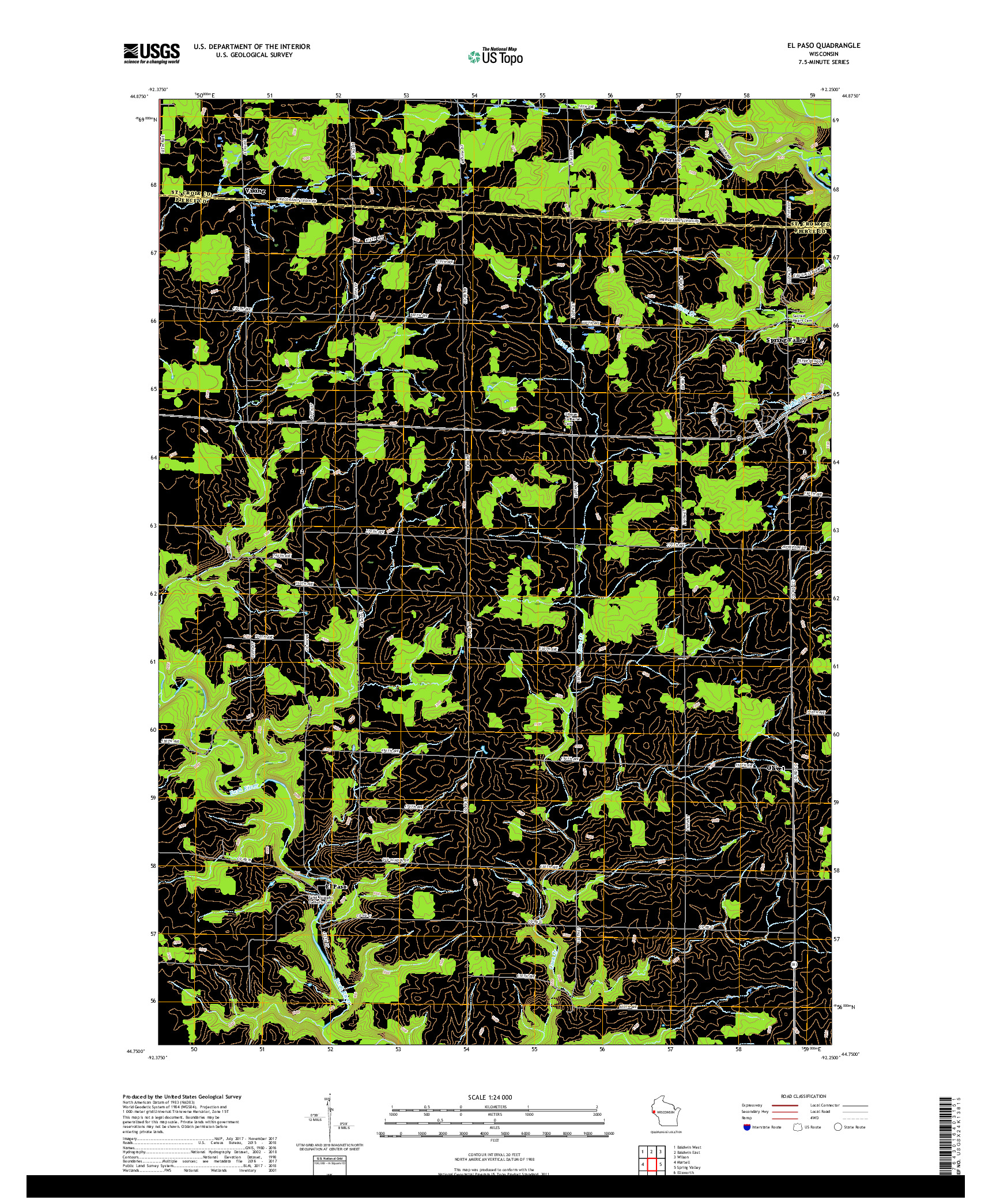 USGS US TOPO 7.5-MINUTE MAP FOR EL PASO, WI 2018