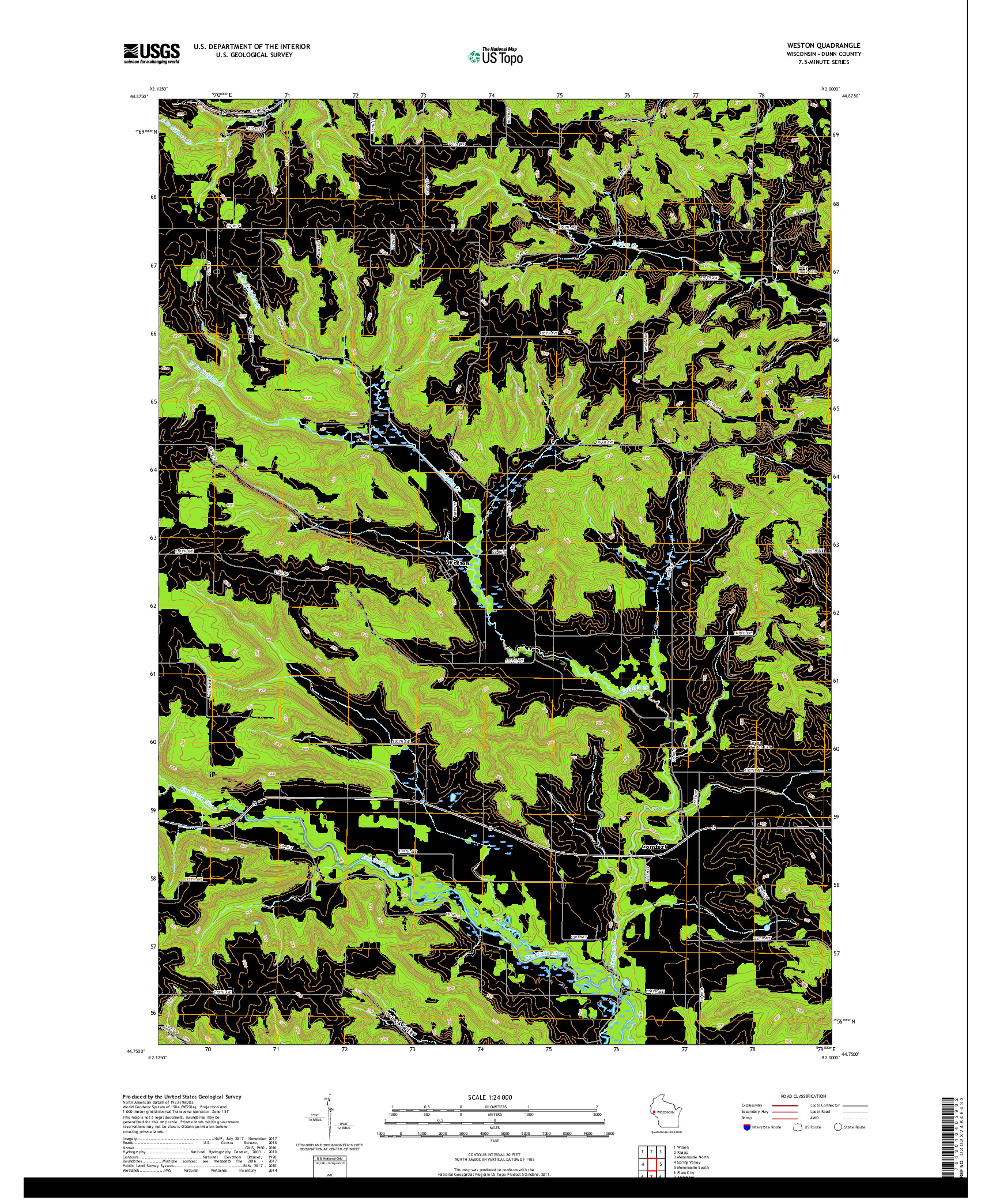 USGS US TOPO 7.5-MINUTE MAP FOR WESTON, WI 2018