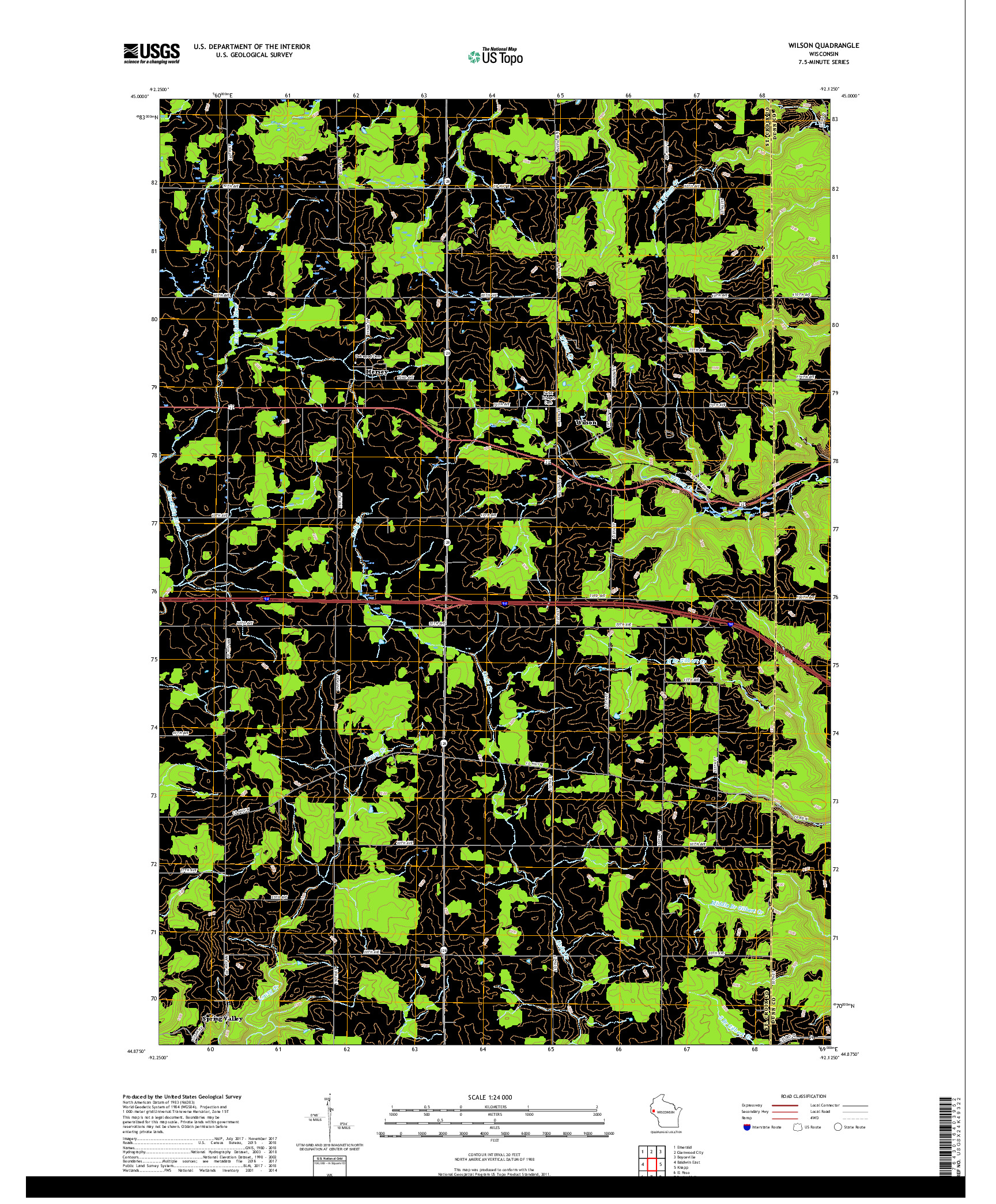 USGS US TOPO 7.5-MINUTE MAP FOR WILSON, WI 2018