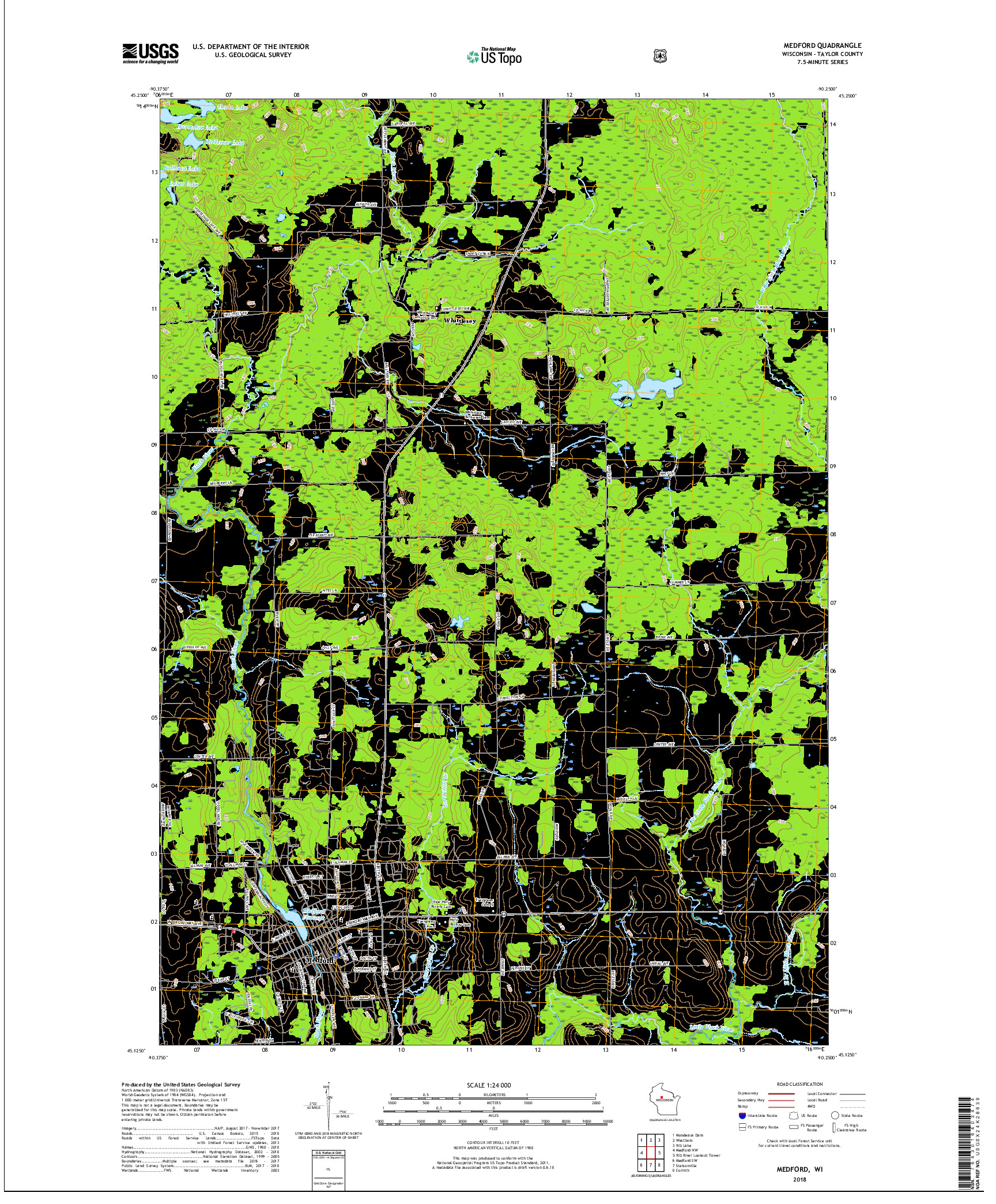 USGS US TOPO 7.5-MINUTE MAP FOR MEDFORD, WI 2018