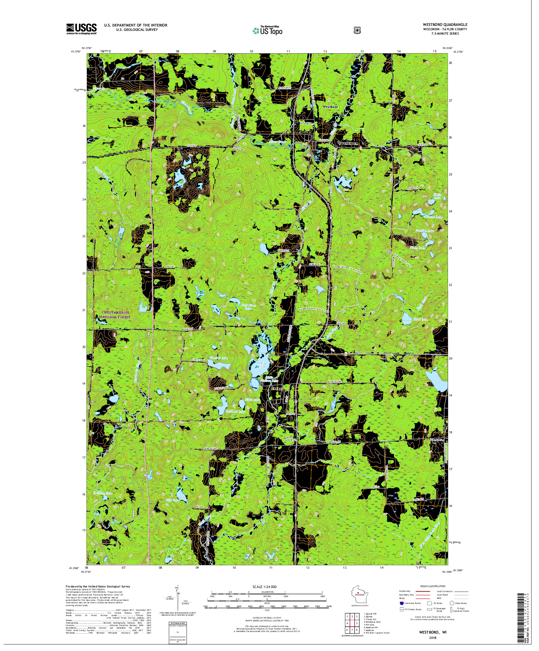 USGS US TOPO 7.5-MINUTE MAP FOR WESTBORO, WI 2018