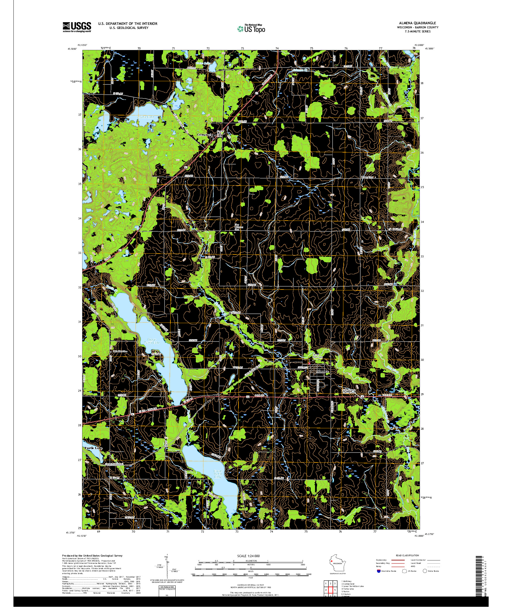 USGS US TOPO 7.5-MINUTE MAP FOR ALMENA, WI 2018