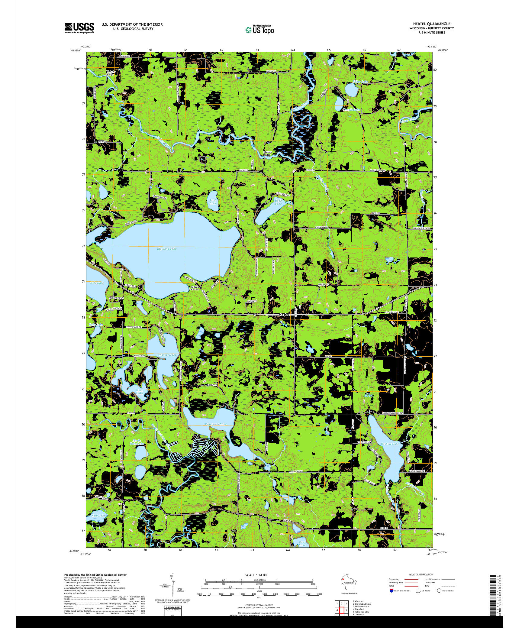 USGS US TOPO 7.5-MINUTE MAP FOR HERTEL, WI 2018