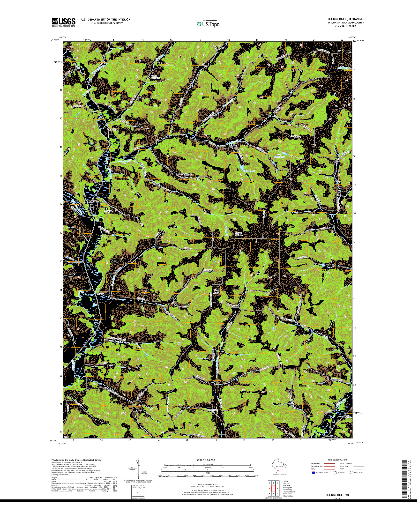 USGS US TOPO 7.5-MINUTE MAP FOR ROCKBRIDGE, WI 2018
