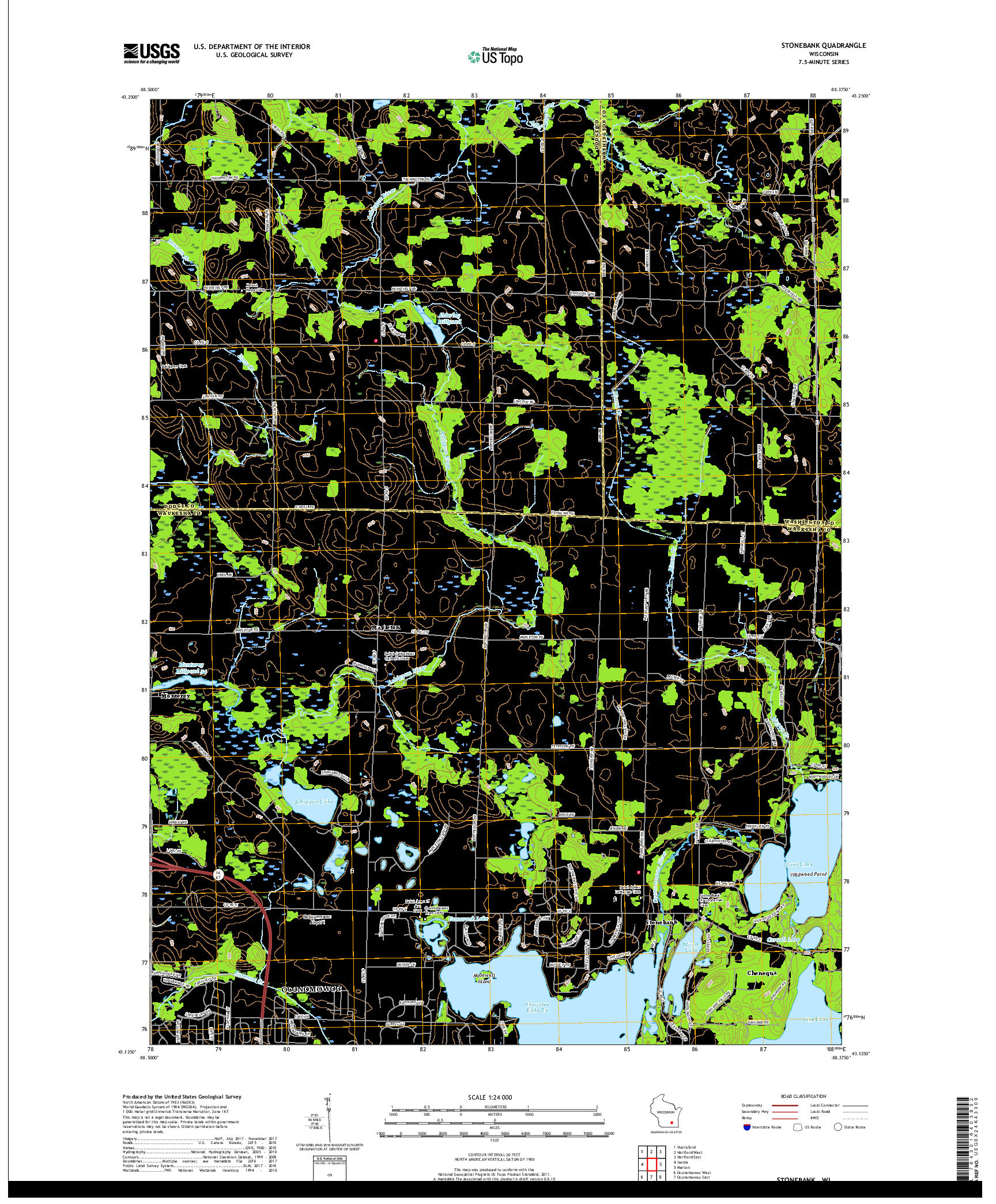 USGS US TOPO 7.5-MINUTE MAP FOR STONEBANK, WI 2018