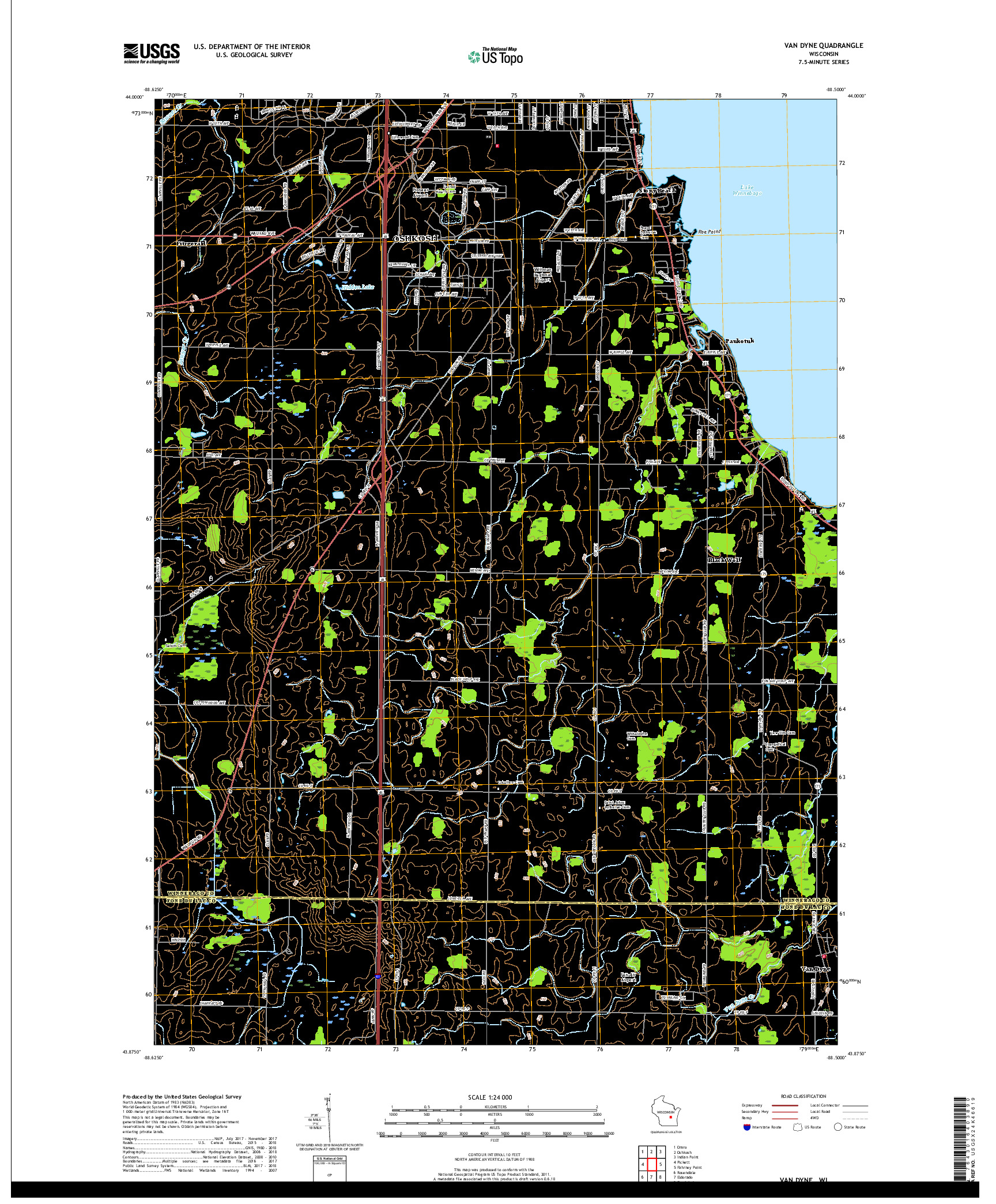 USGS US TOPO 7.5-MINUTE MAP FOR VAN DYNE, WI 2018