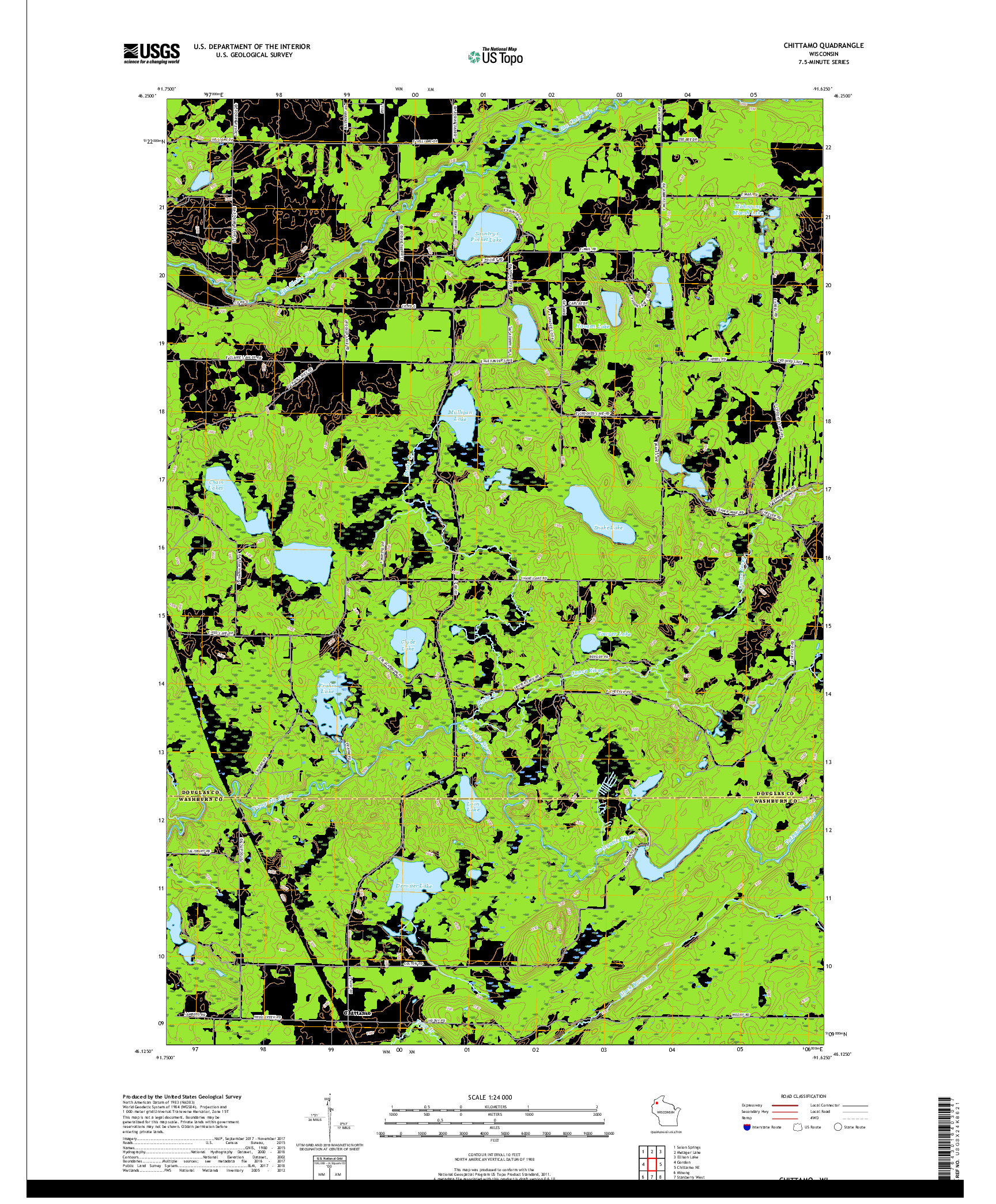 USGS US TOPO 7.5-MINUTE MAP FOR CHITTAMO, WI 2018