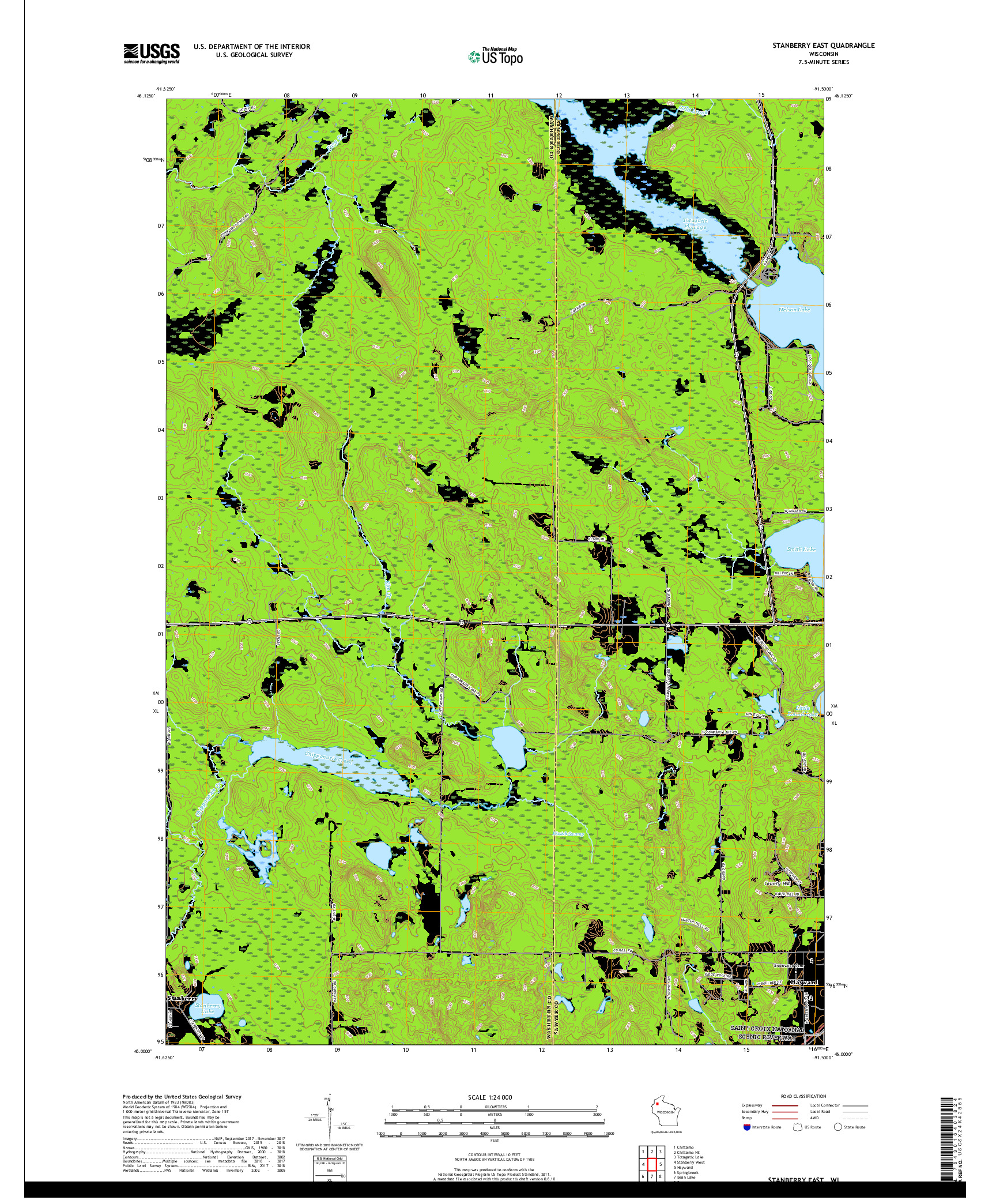 USGS US TOPO 7.5-MINUTE MAP FOR STANBERRY EAST, WI 2018