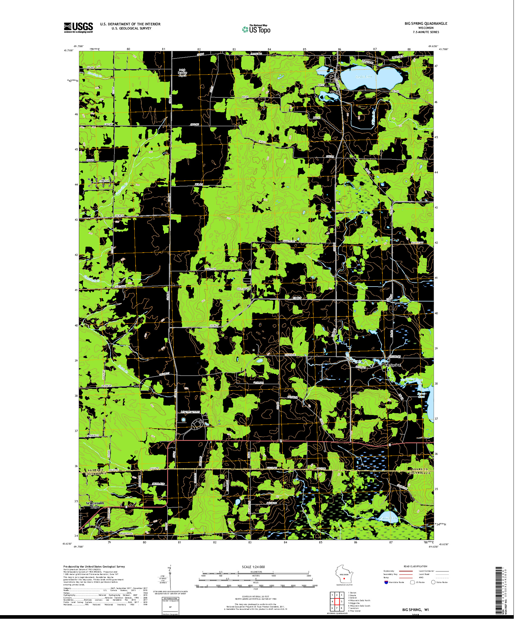 USGS US TOPO 7.5-MINUTE MAP FOR BIG SPRING, WI 2018