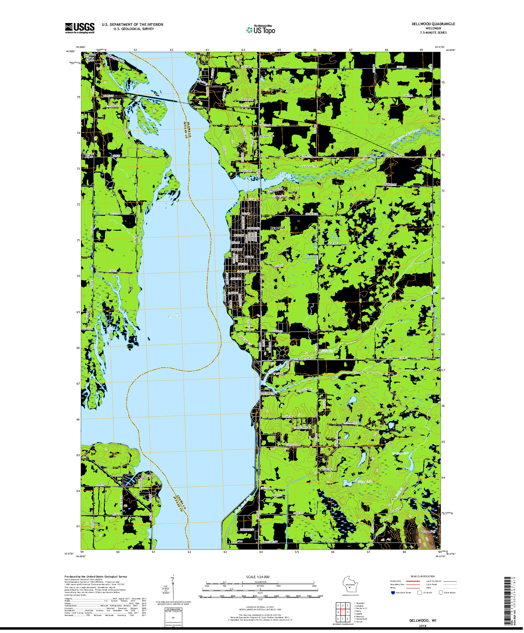 USGS US TOPO 7.5-MINUTE MAP FOR DELLWOOD, WI 2018