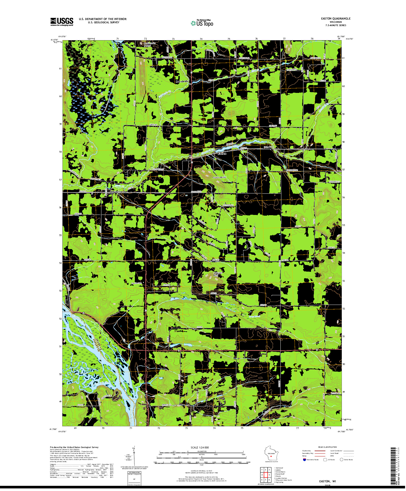 USGS US TOPO 7.5-MINUTE MAP FOR EASTON, WI 2018