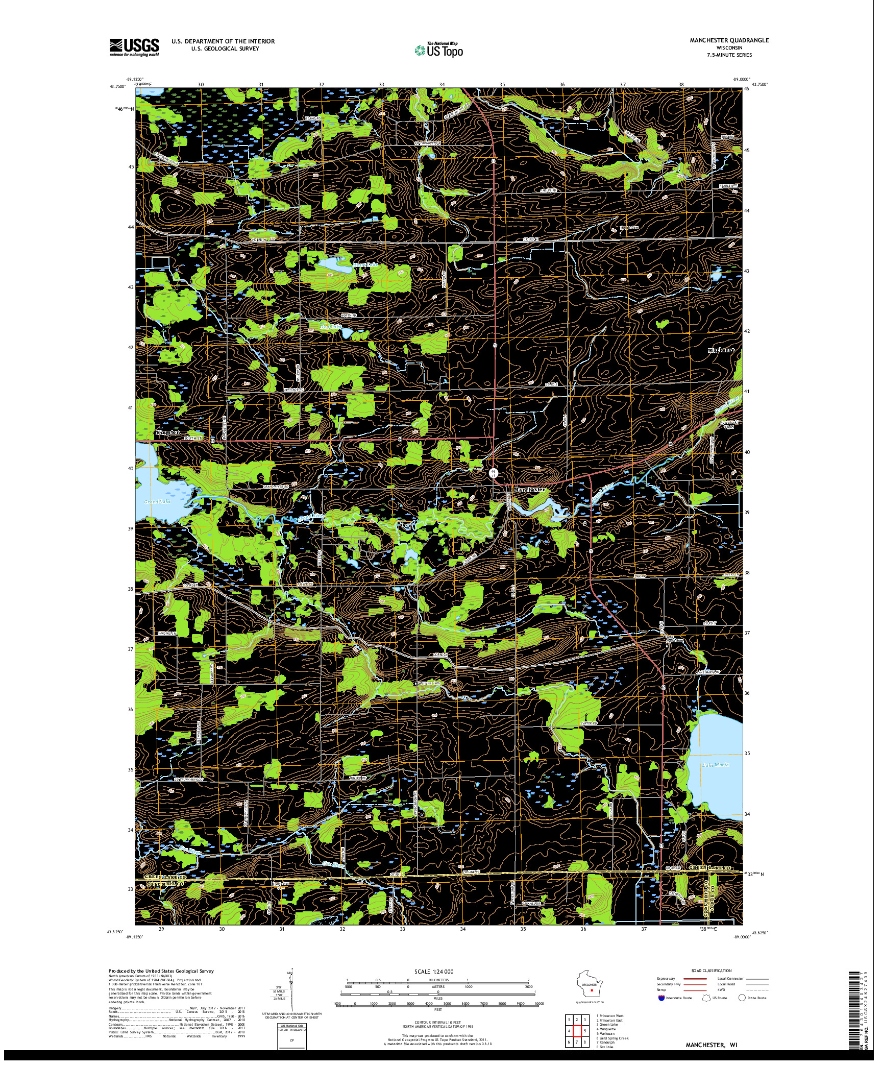 USGS US TOPO 7.5-MINUTE MAP FOR MANCHESTER, WI 2018