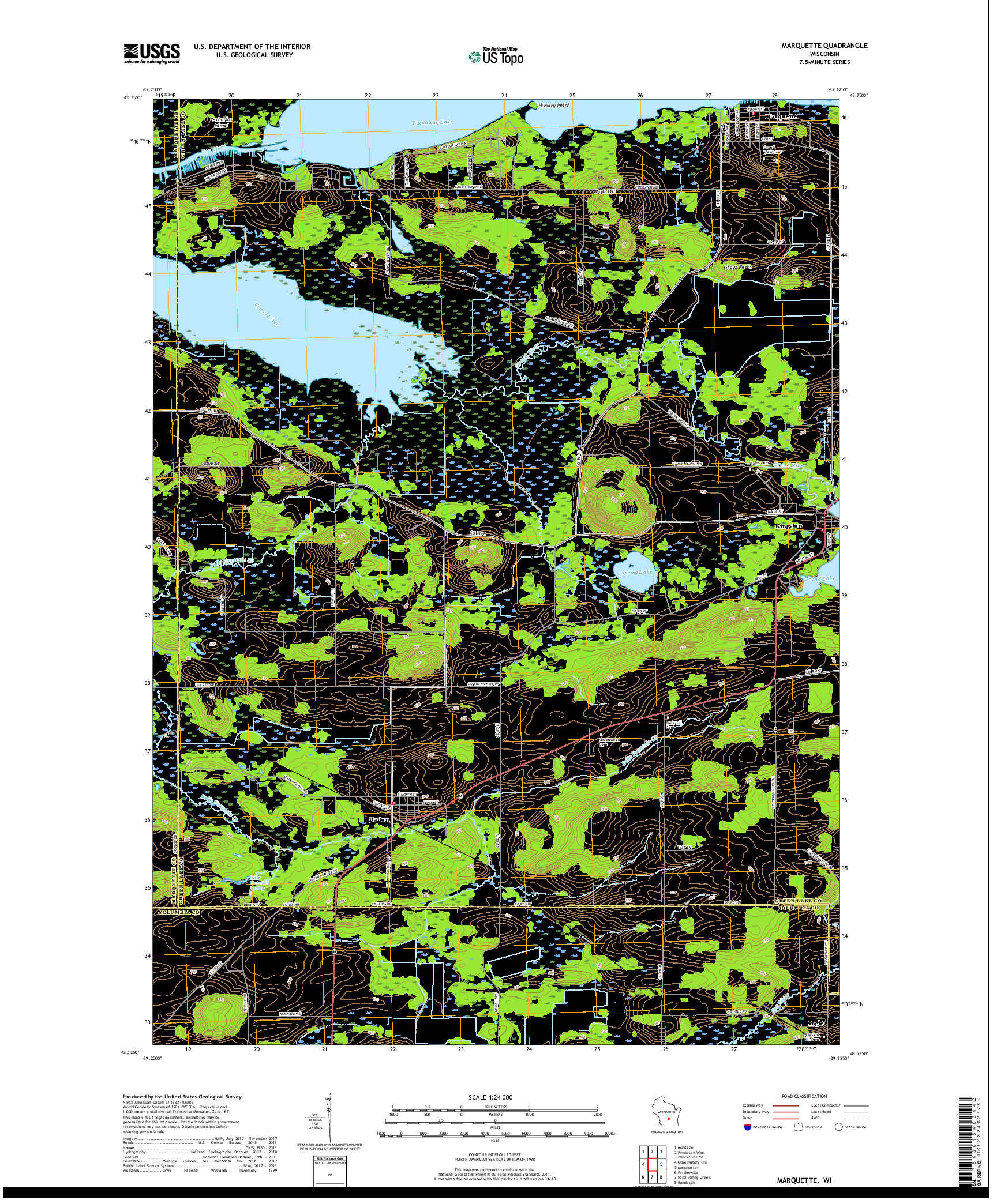 USGS US TOPO 7.5-MINUTE MAP FOR MARQUETTE, WI 2018