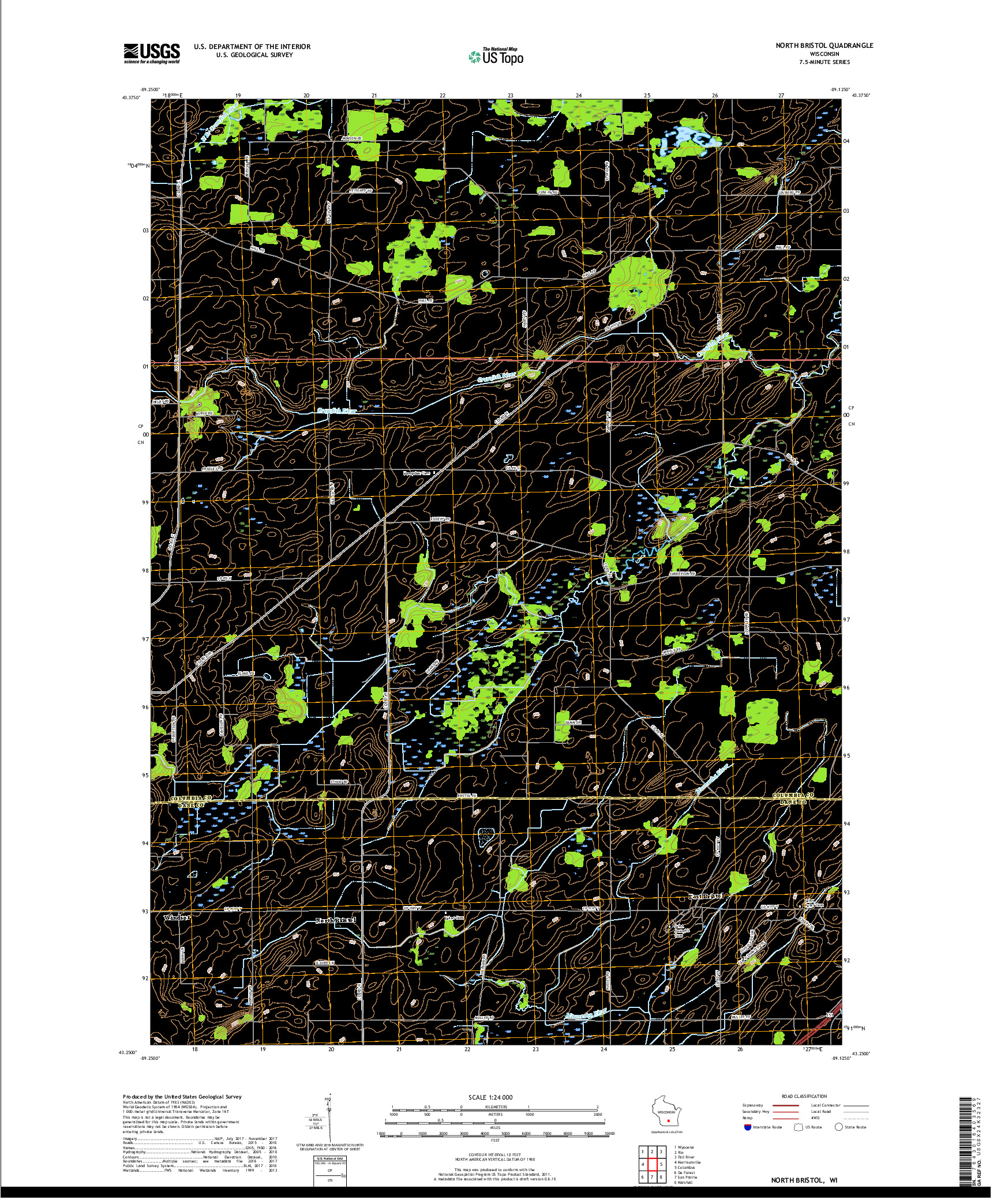 USGS US TOPO 7.5-MINUTE MAP FOR NORTH BRISTOL, WI 2018