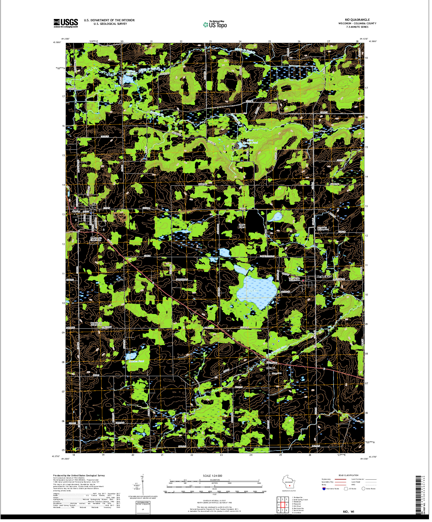 USGS US TOPO 7.5-MINUTE MAP FOR RIO, WI 2018