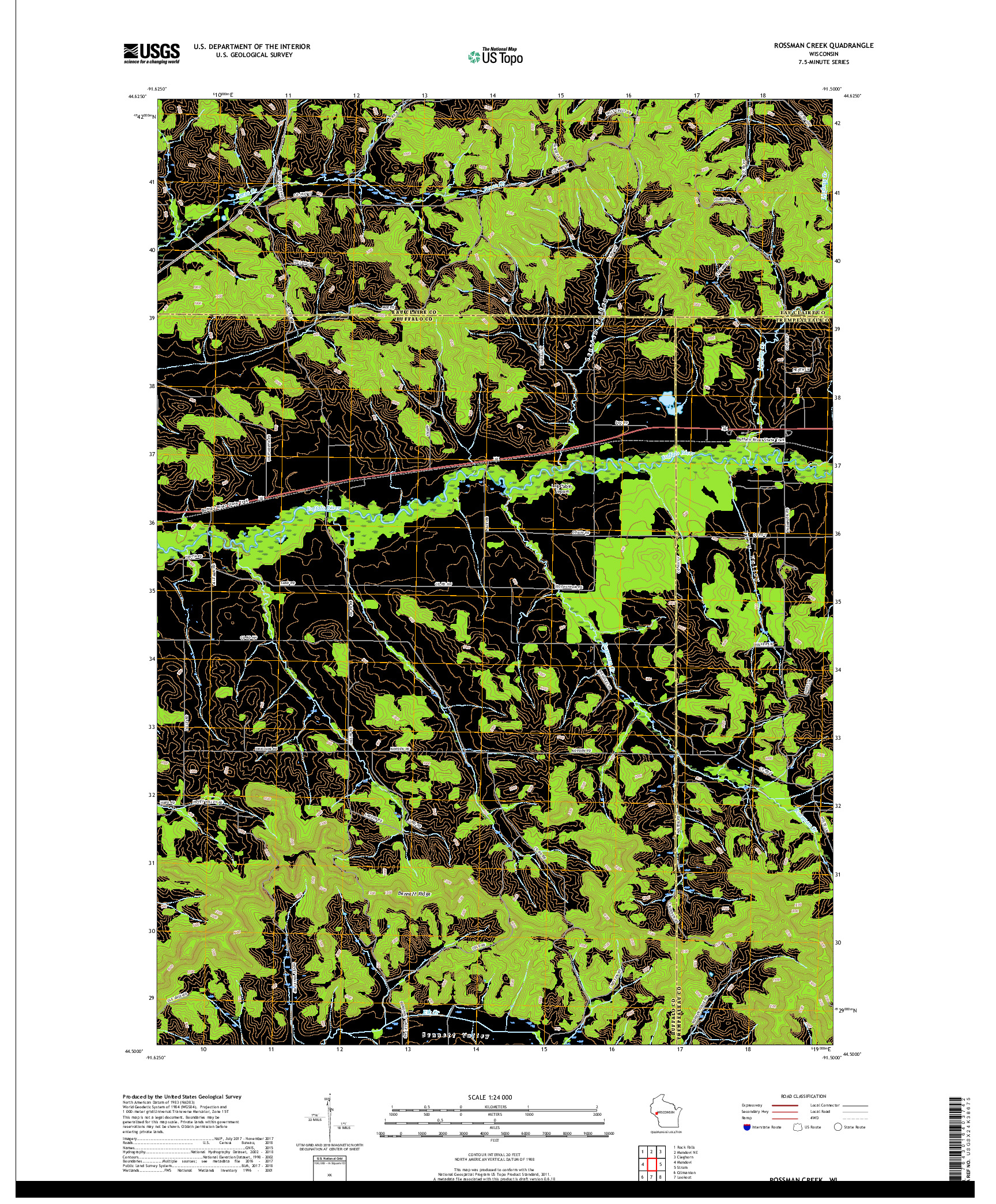 USGS US TOPO 7.5-MINUTE MAP FOR ROSSMAN CREEK, WI 2018