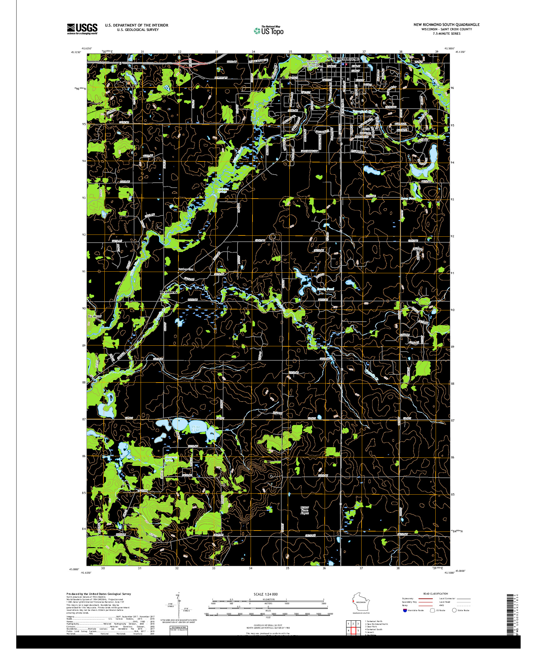 USGS US TOPO 7.5-MINUTE MAP FOR NEW RICHMOND SOUTH, WI 2018