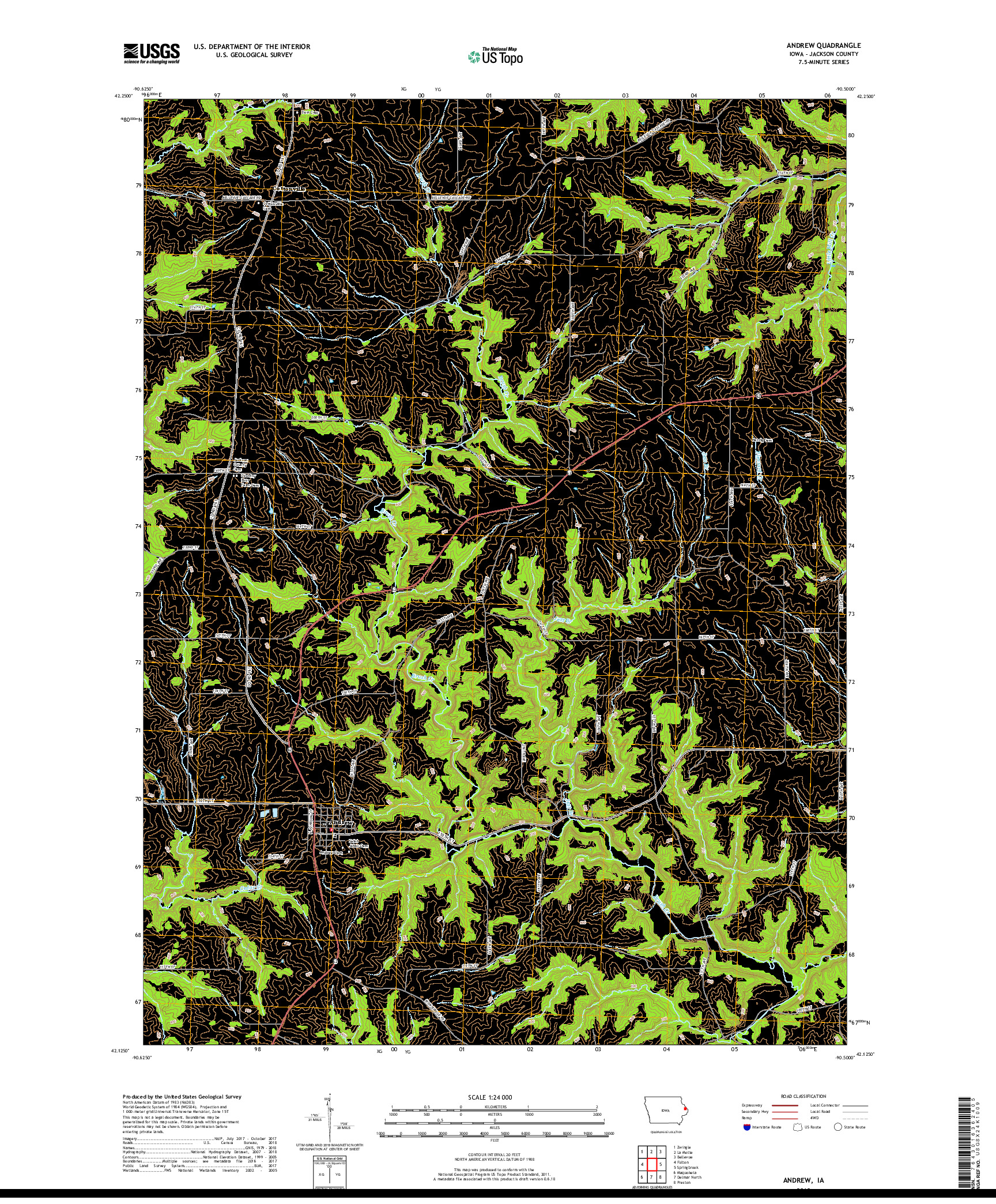 USGS US TOPO 7.5-MINUTE MAP FOR ANDREW, IA 2018