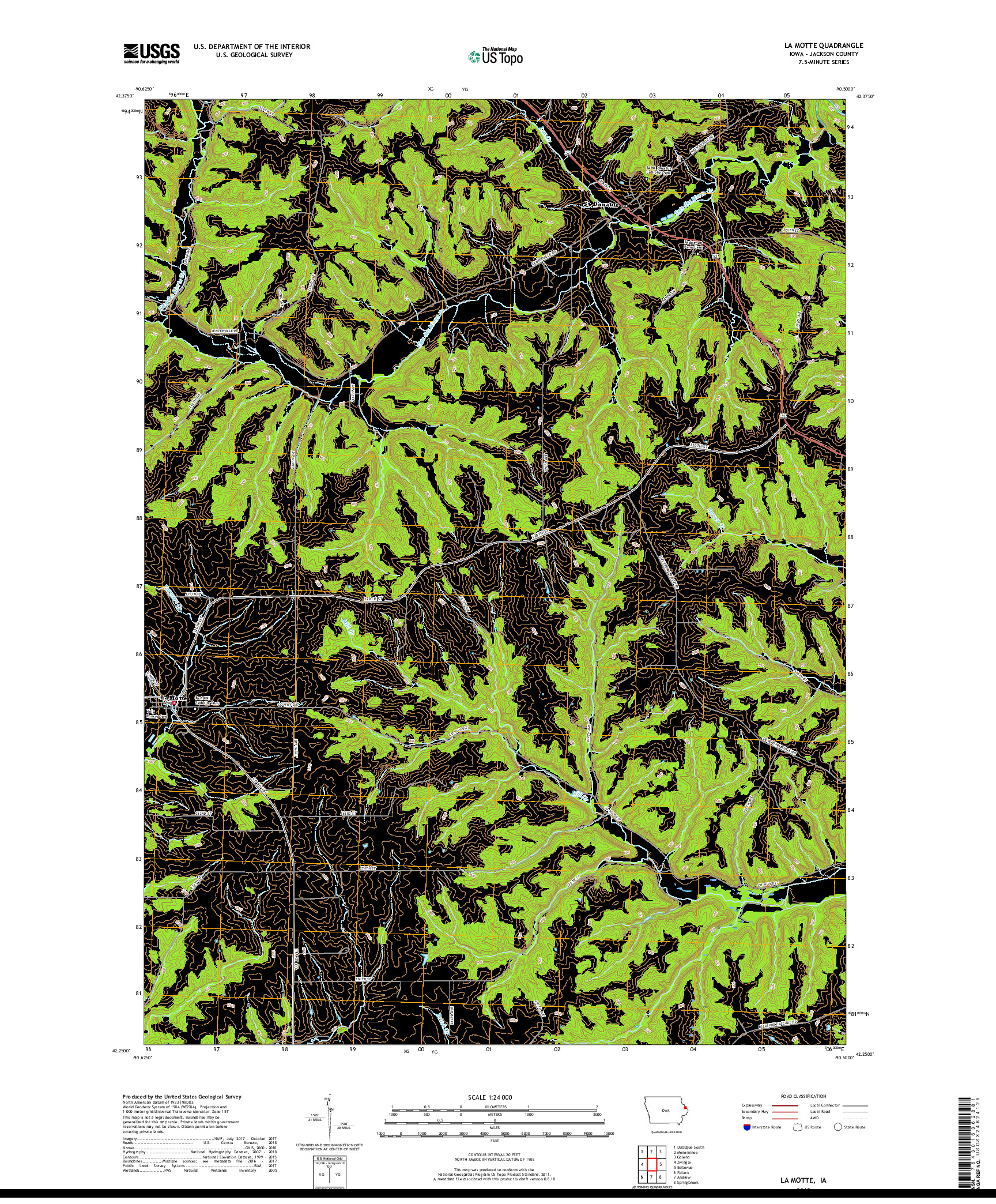 USGS US TOPO 7.5-MINUTE MAP FOR LA MOTTE, IA 2018