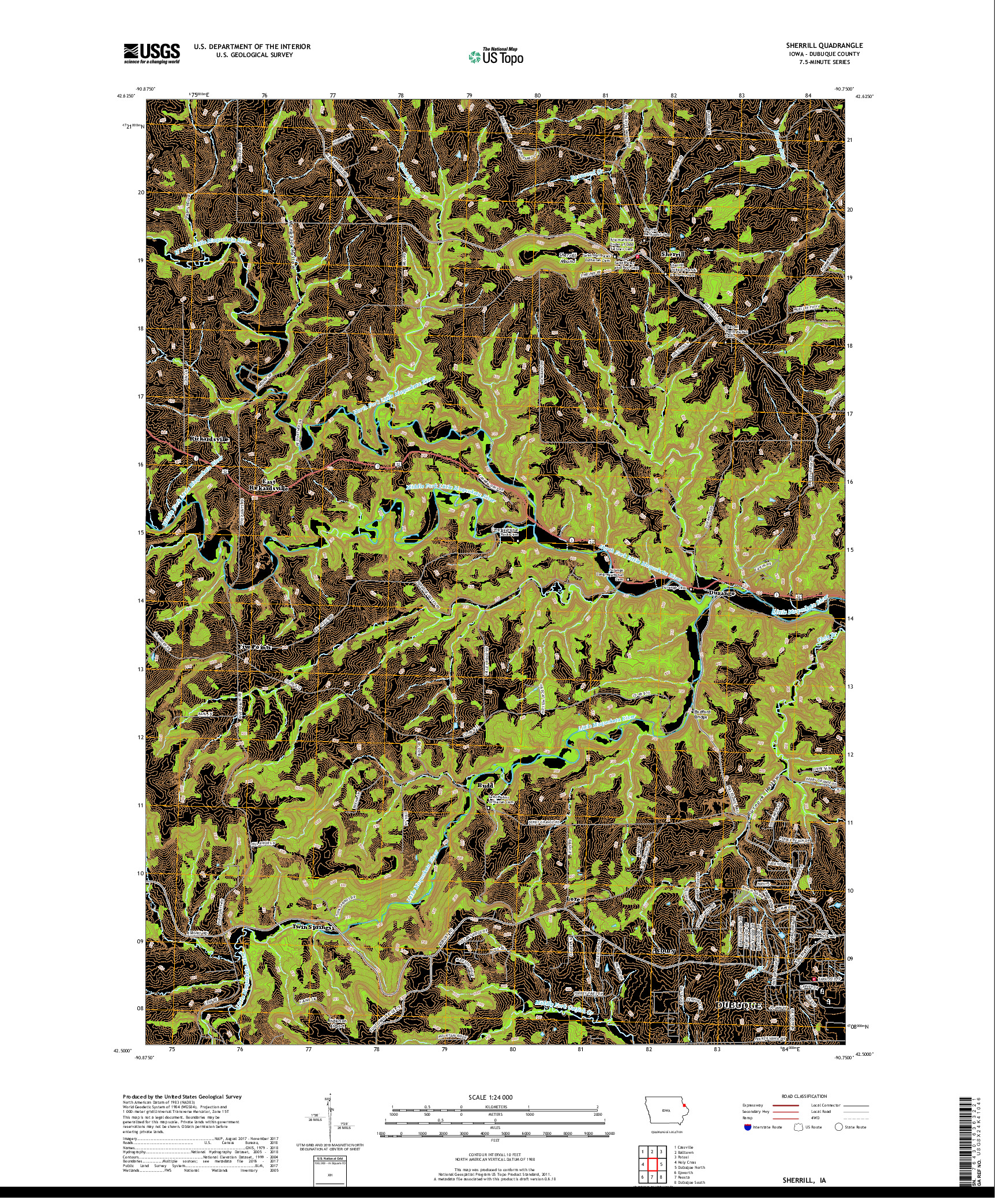 USGS US TOPO 7.5-MINUTE MAP FOR SHERRILL, IA 2018