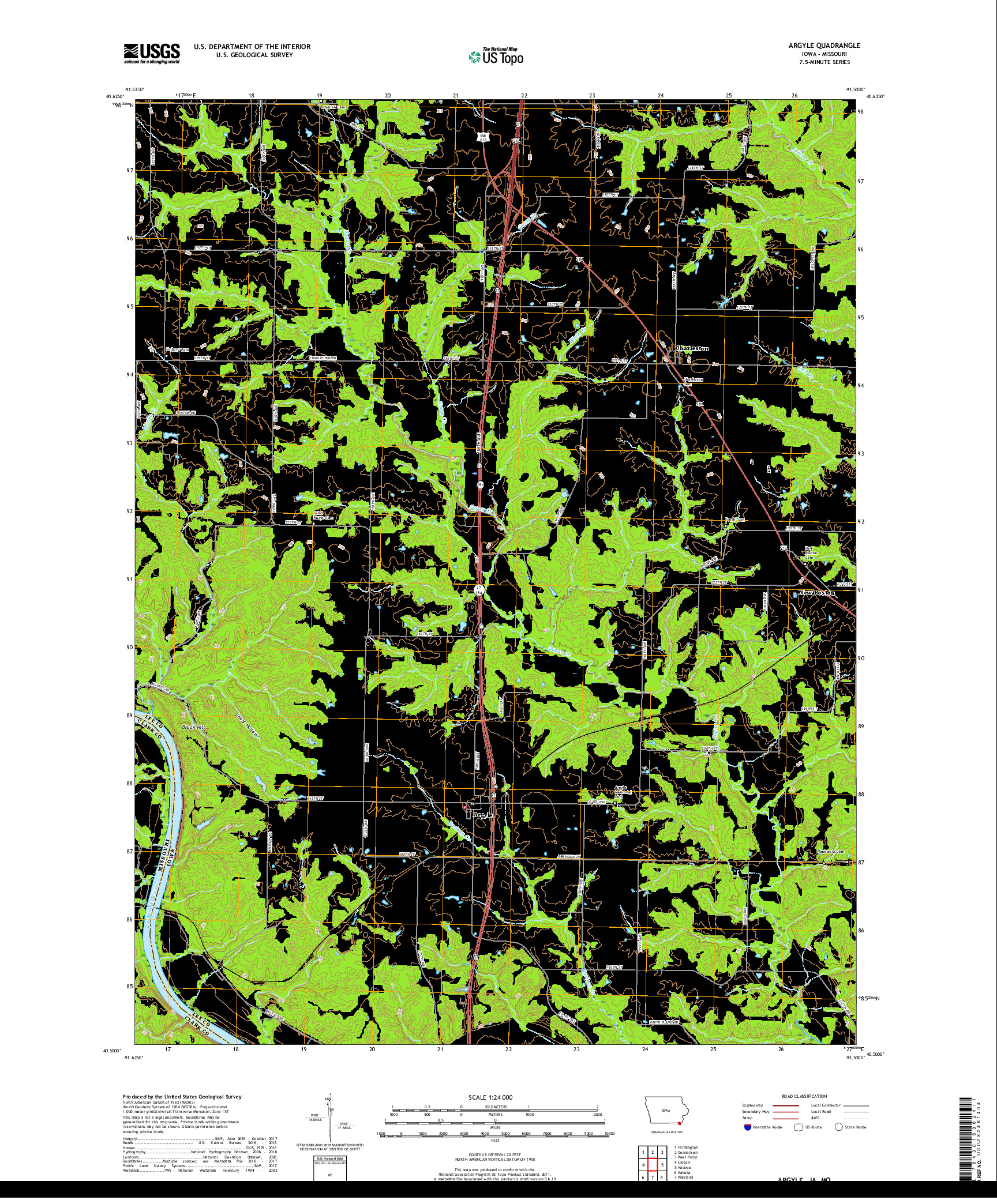 USGS US TOPO 7.5-MINUTE MAP FOR ARGYLE, IA,MO 2018