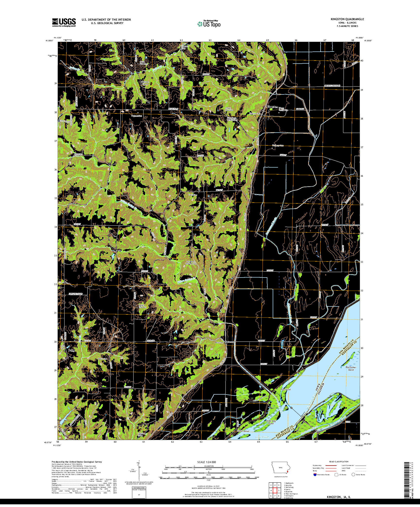 USGS US TOPO 7.5-MINUTE MAP FOR KINGSTON, IA,IL 2018