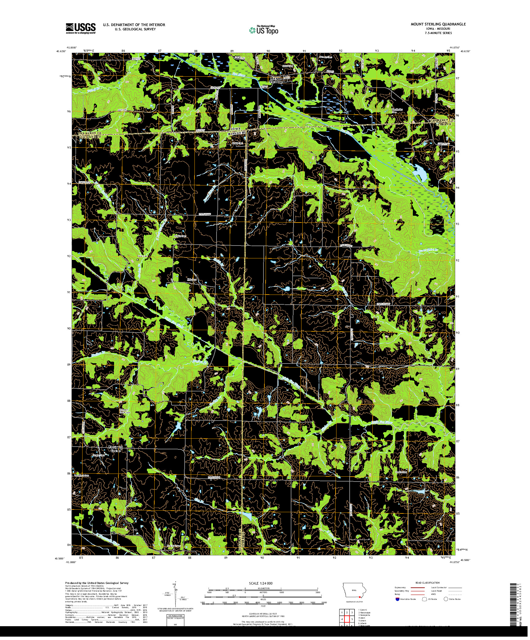 USGS US TOPO 7.5-MINUTE MAP FOR MOUNT STERLING, IA,MO 2018