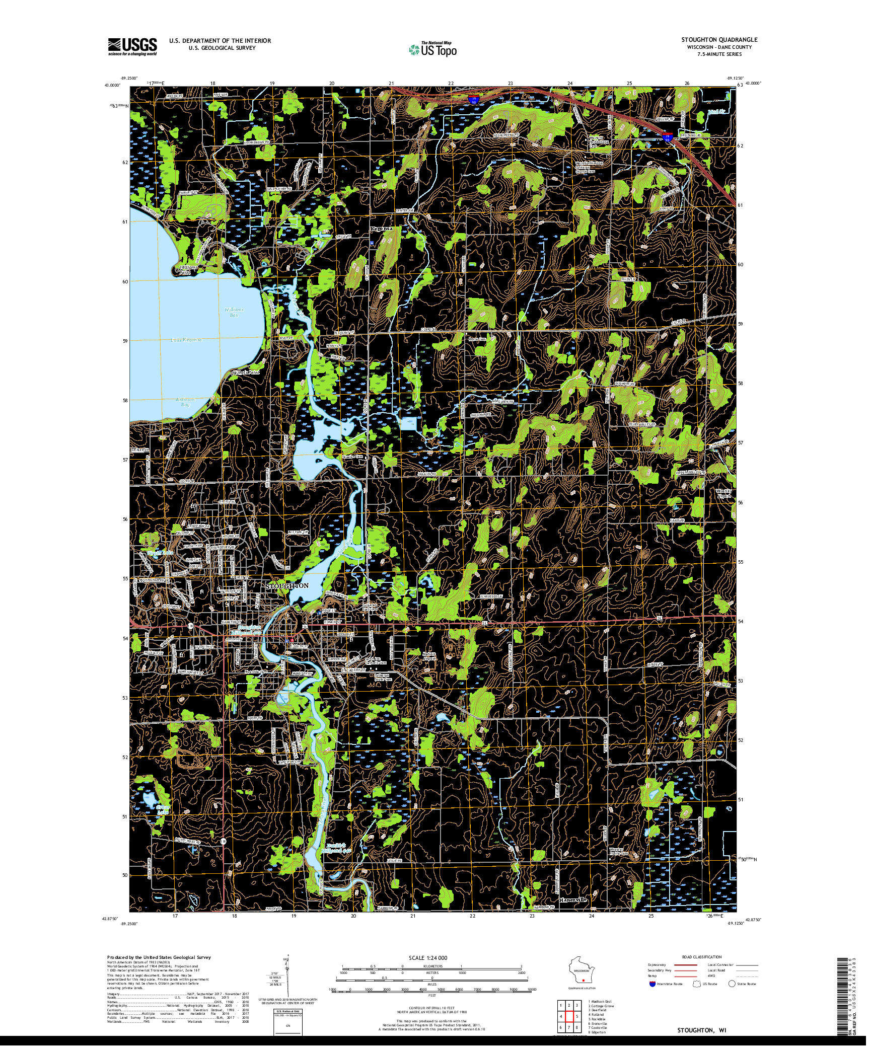 USGS US TOPO 7.5-MINUTE MAP FOR STOUGHTON, WI 2018