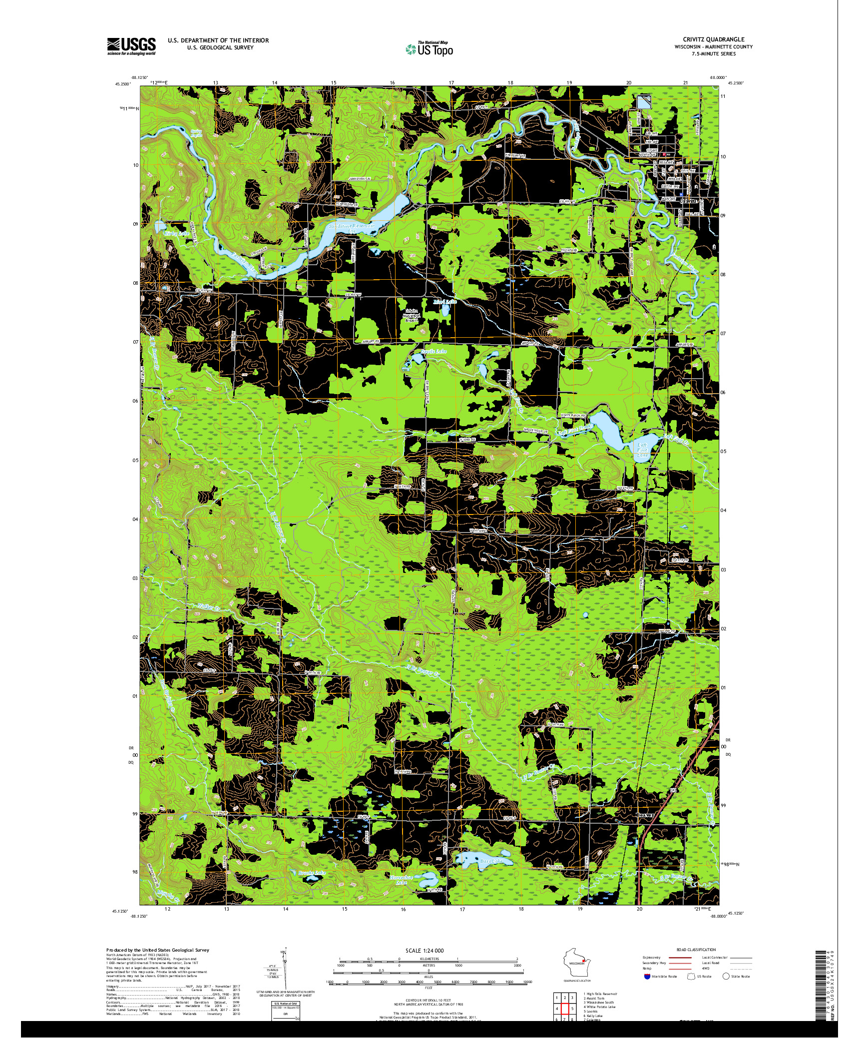 USGS US TOPO 7.5-MINUTE MAP FOR CRIVITZ, WI 2018