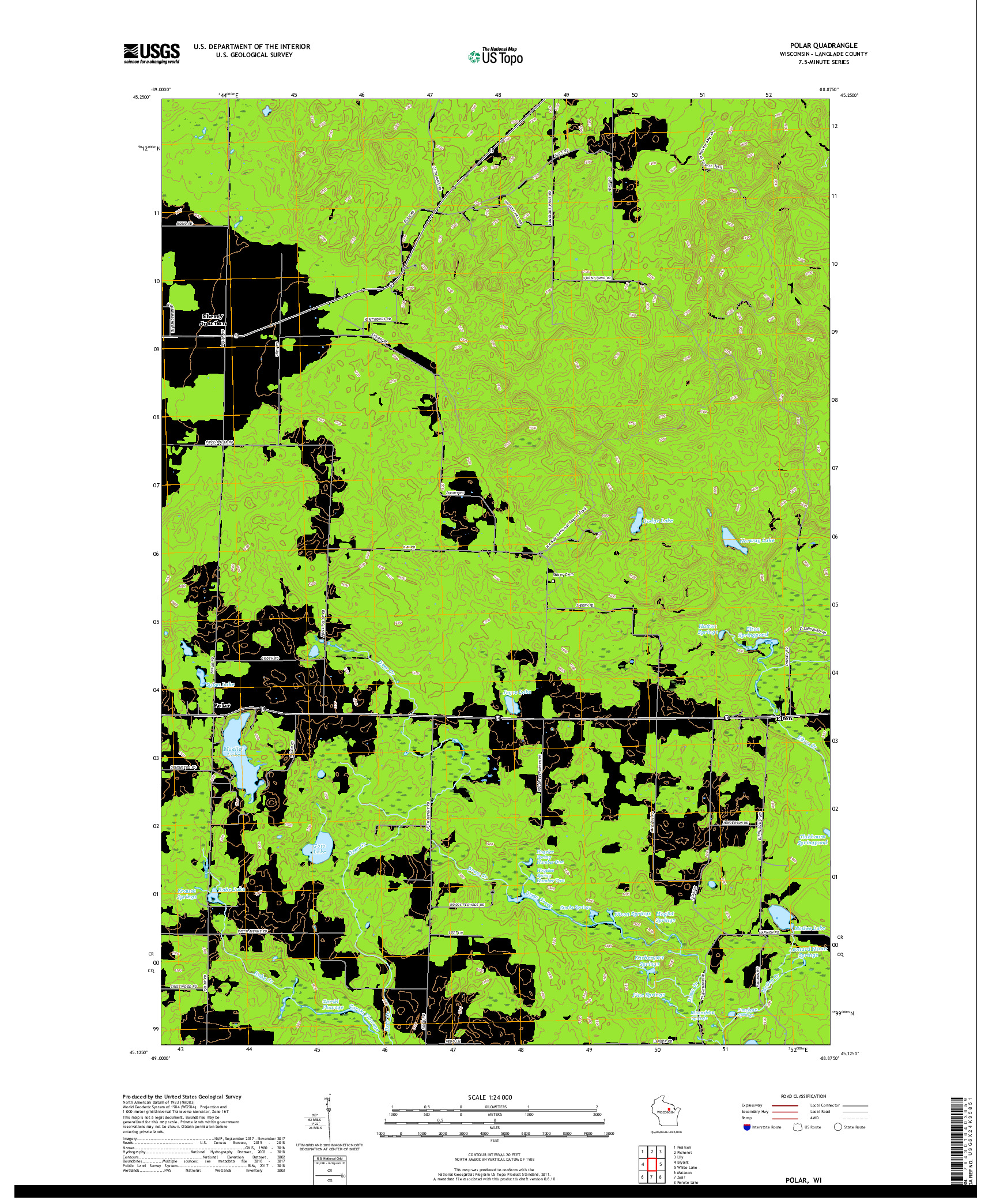 USGS US TOPO 7.5-MINUTE MAP FOR POLAR, WI 2018