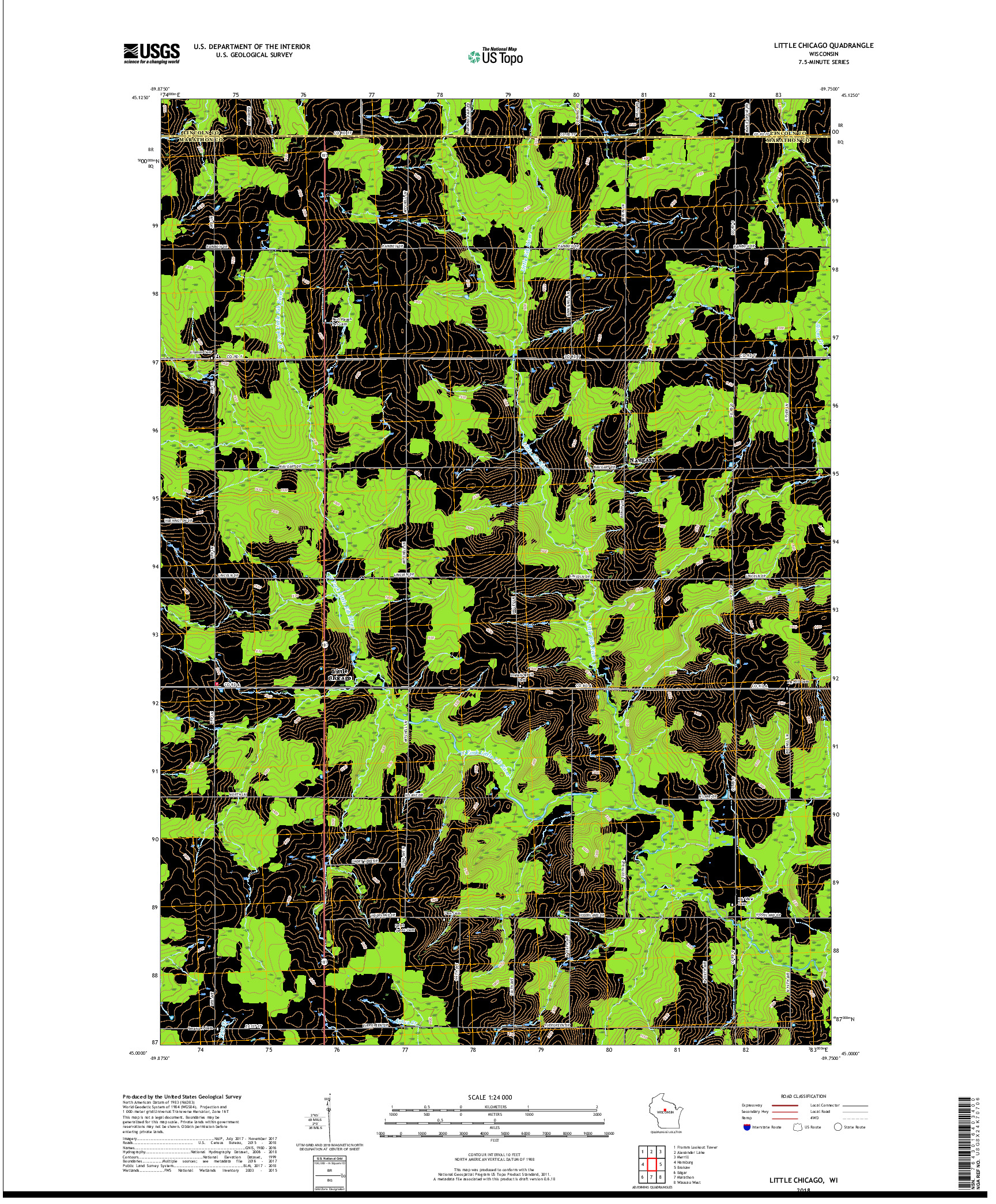 USGS US TOPO 7.5-MINUTE MAP FOR LITTLE CHICAGO, WI 2018