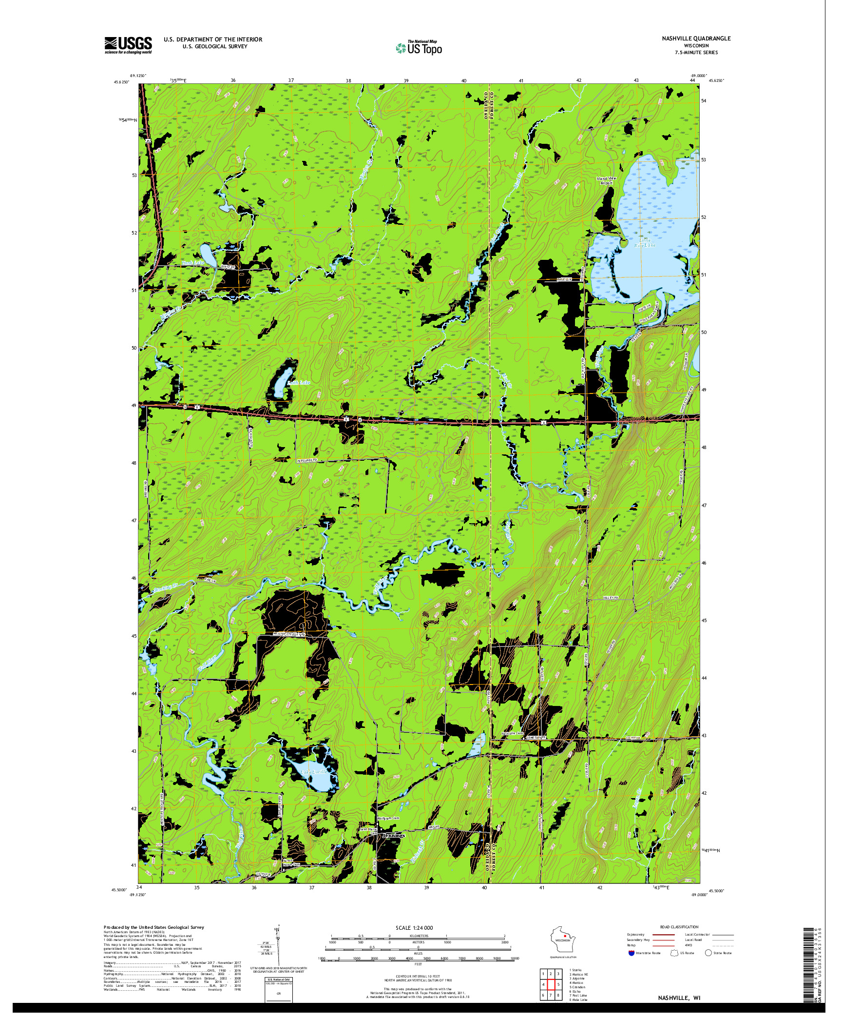 USGS US TOPO 7.5-MINUTE MAP FOR NASHVILLE, WI 2018