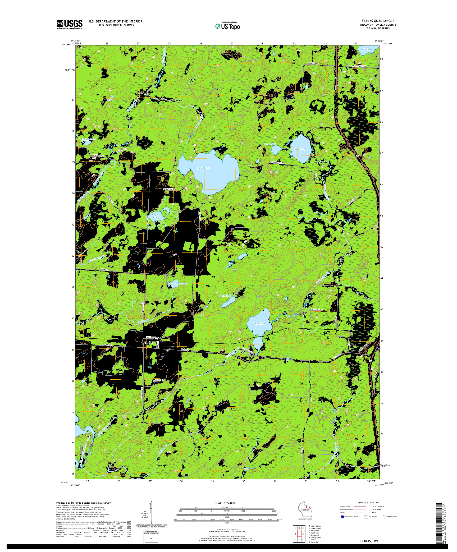 USGS US TOPO 7.5-MINUTE MAP FOR STARKS, WI 2018