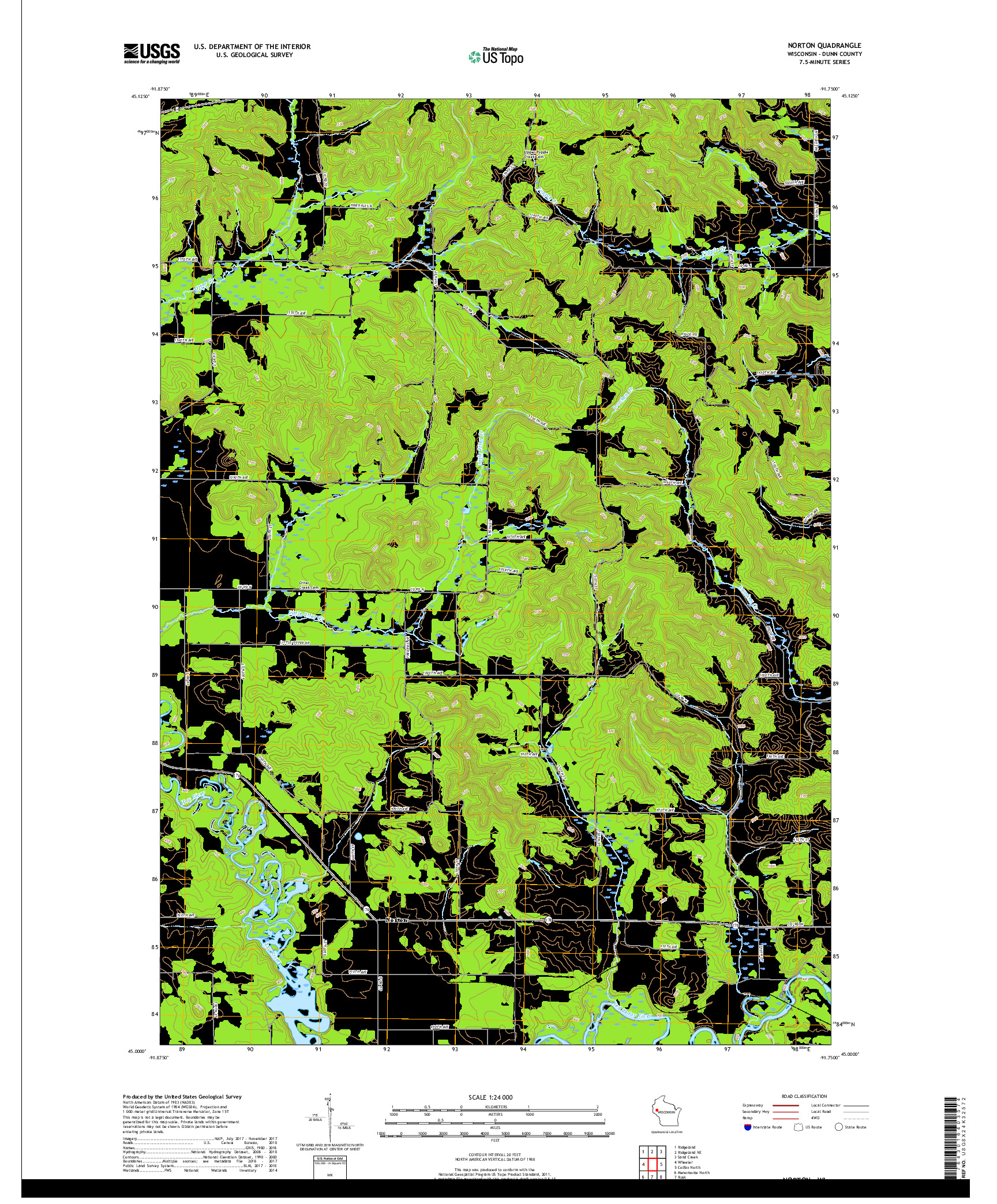 USGS US TOPO 7.5-MINUTE MAP FOR NORTON, WI 2018