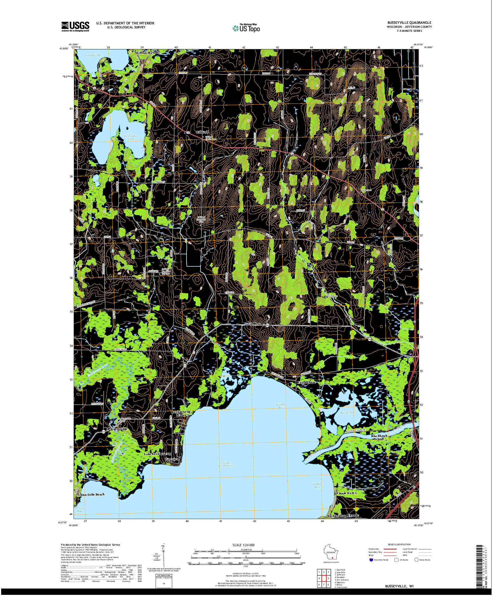 USGS US TOPO 7.5-MINUTE MAP FOR BUSSEYVILLE, WI 2018