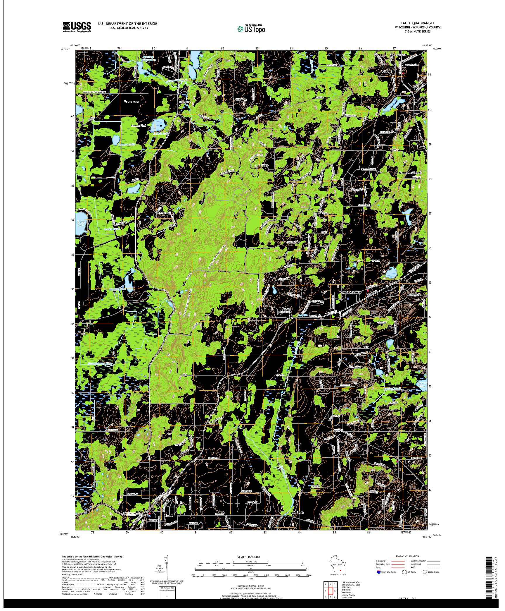 USGS US TOPO 7.5-MINUTE MAP FOR EAGLE, WI 2018