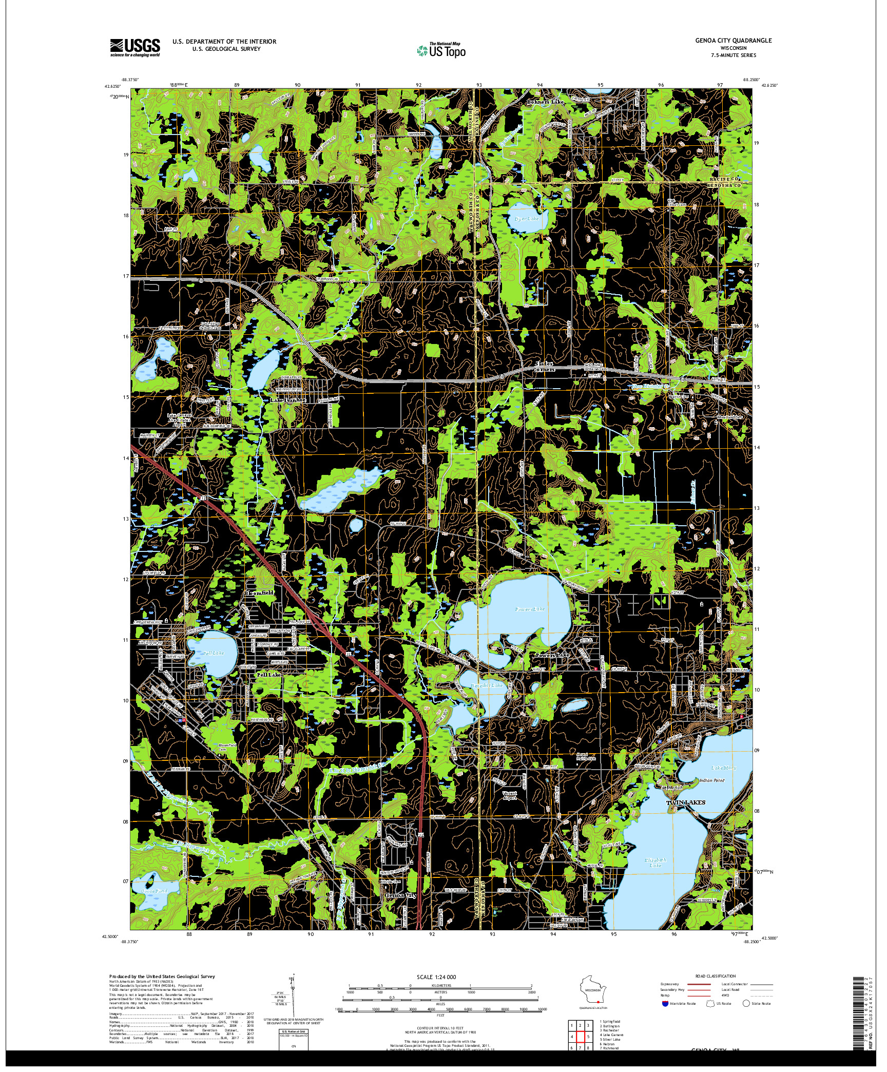 USGS US TOPO 7.5-MINUTE MAP FOR GENOA CITY, WI 2018