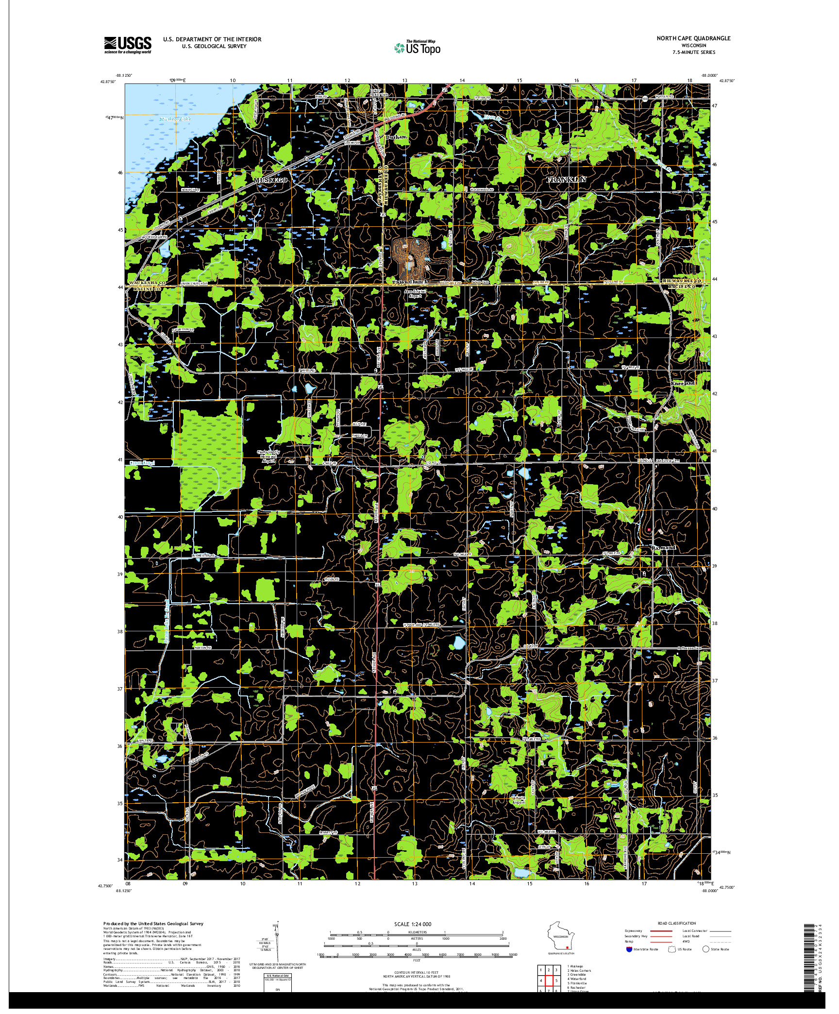 USGS US TOPO 7.5-MINUTE MAP FOR NORTH CAPE, WI 2018