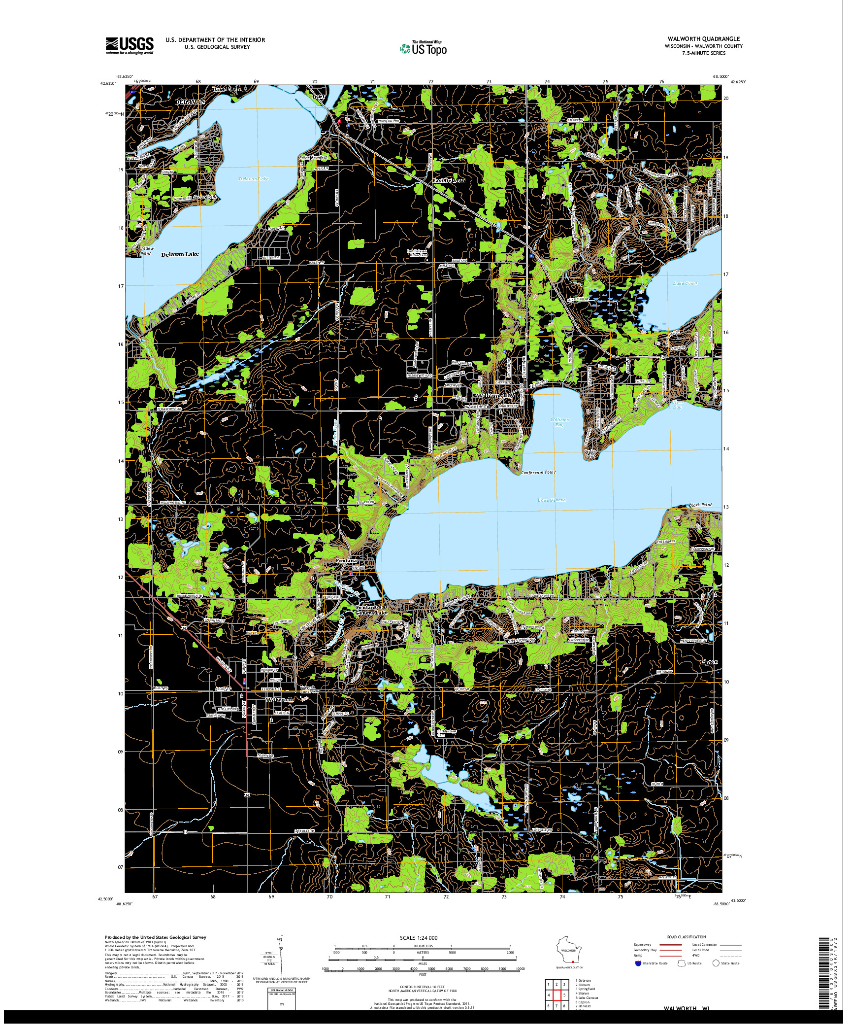 USGS US TOPO 7.5-MINUTE MAP FOR WALWORTH, WI 2018