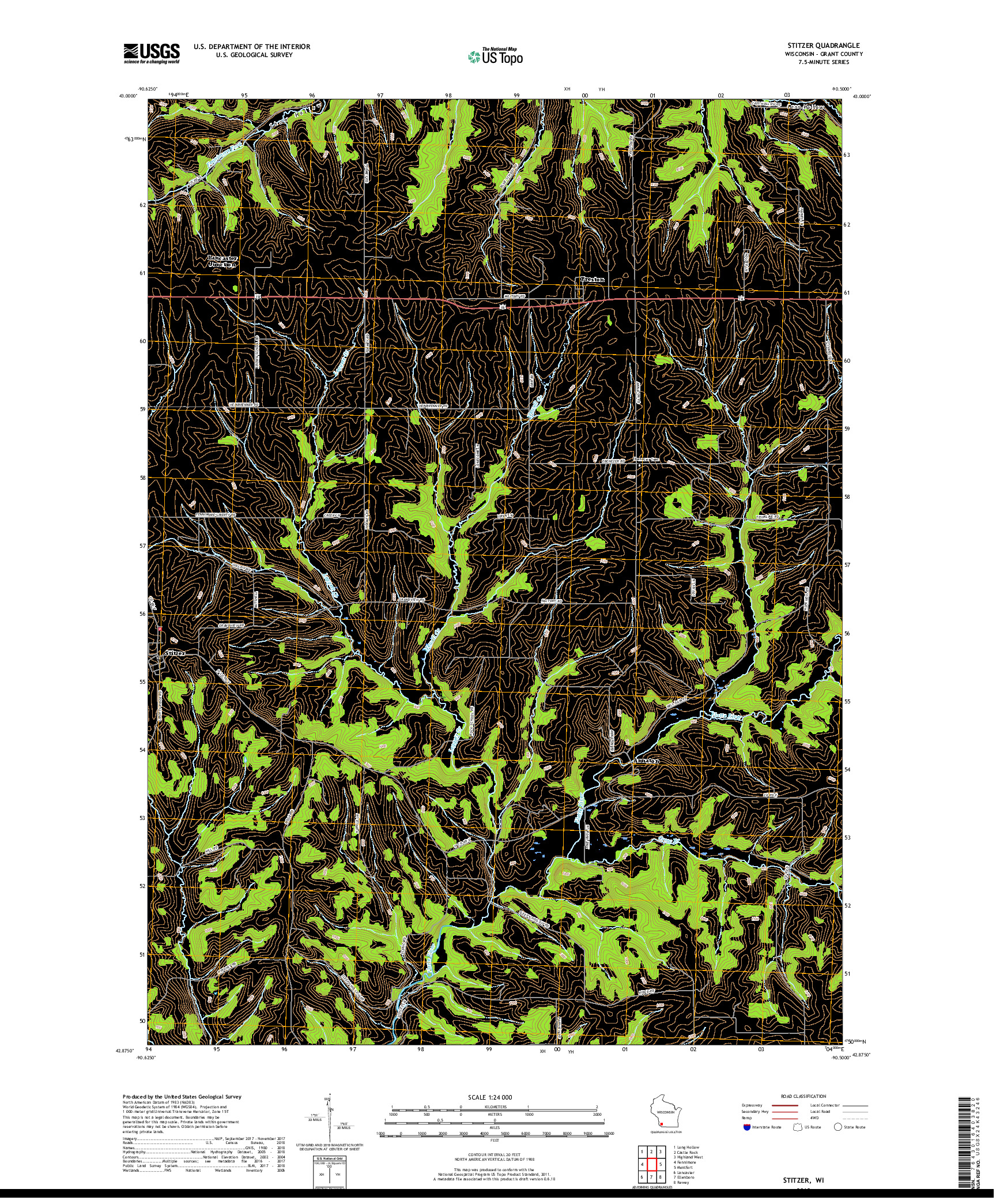 USGS US TOPO 7.5-MINUTE MAP FOR STITZER, WI 2018