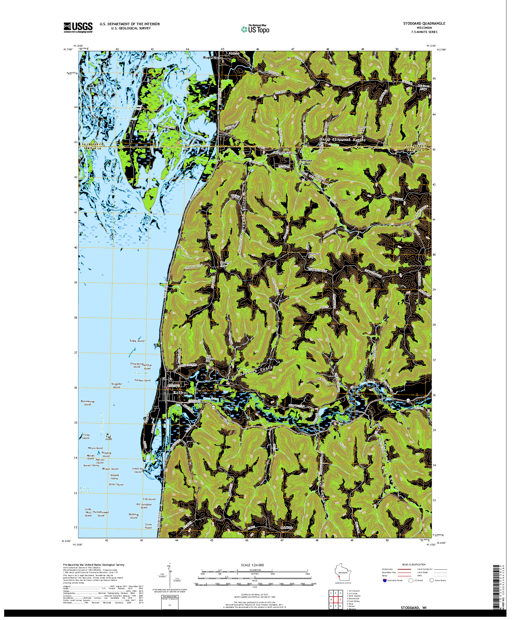 USGS US TOPO 7.5-MINUTE MAP FOR STODDARD, WI 2018