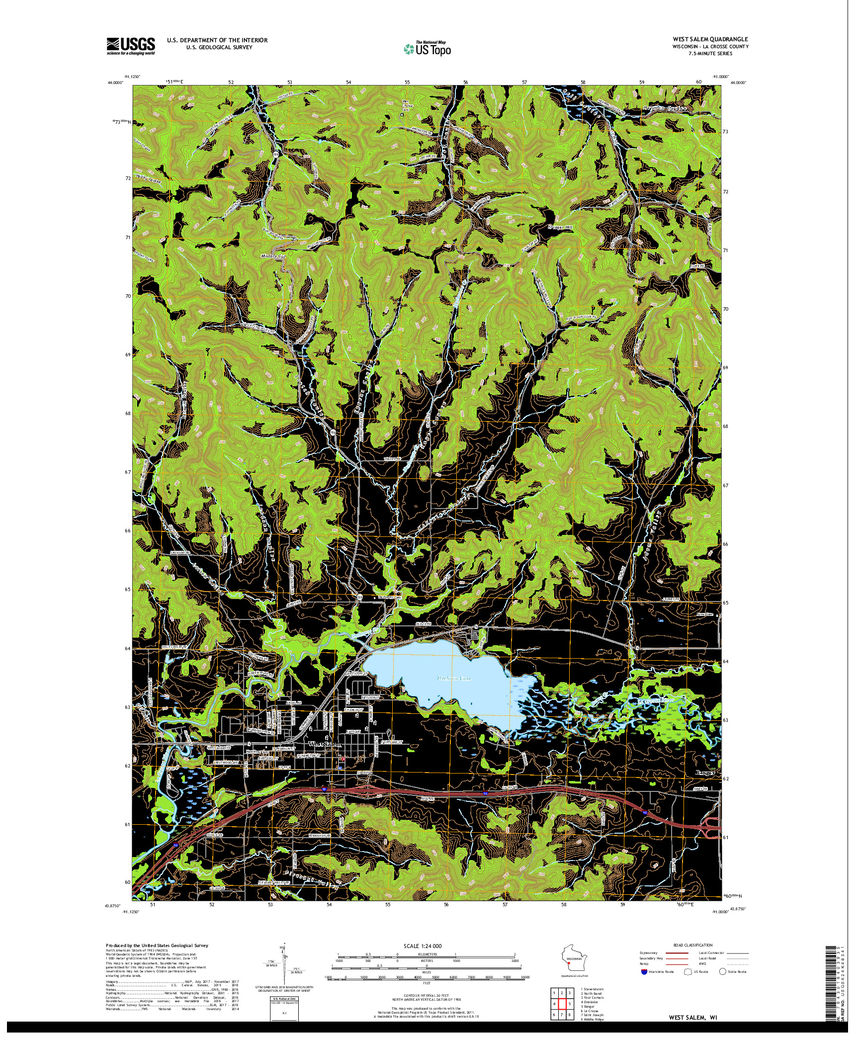 USGS US TOPO 7.5-MINUTE MAP FOR WEST SALEM, WI 2018