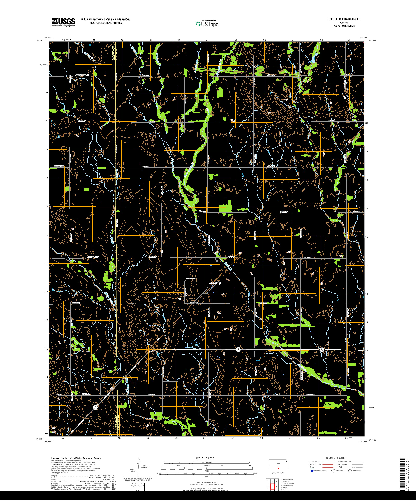 USGS US TOPO 7.5-MINUTE MAP FOR CRISFIELD, KS 2018