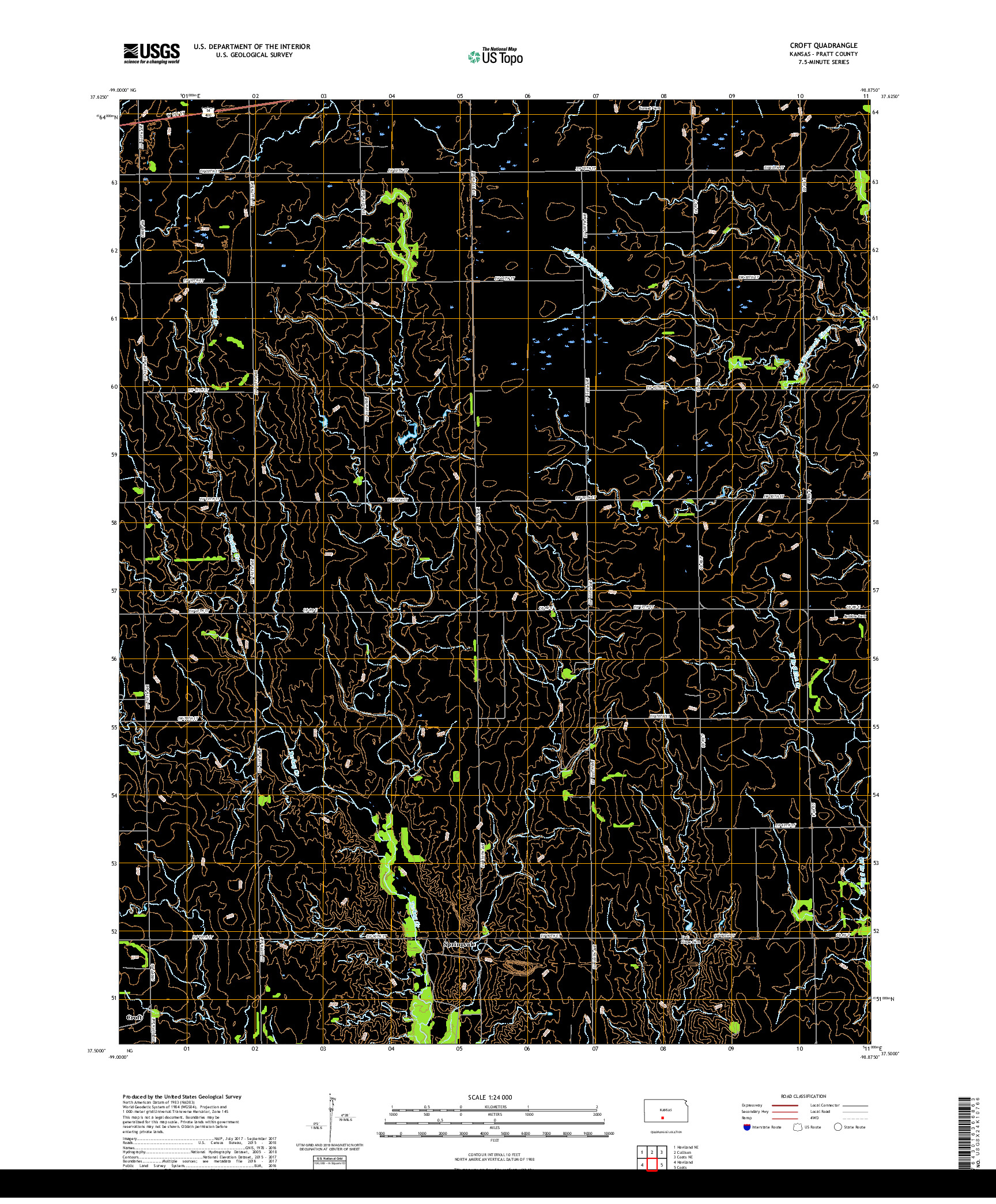 USGS US TOPO 7.5-MINUTE MAP FOR CROFT, KS 2018