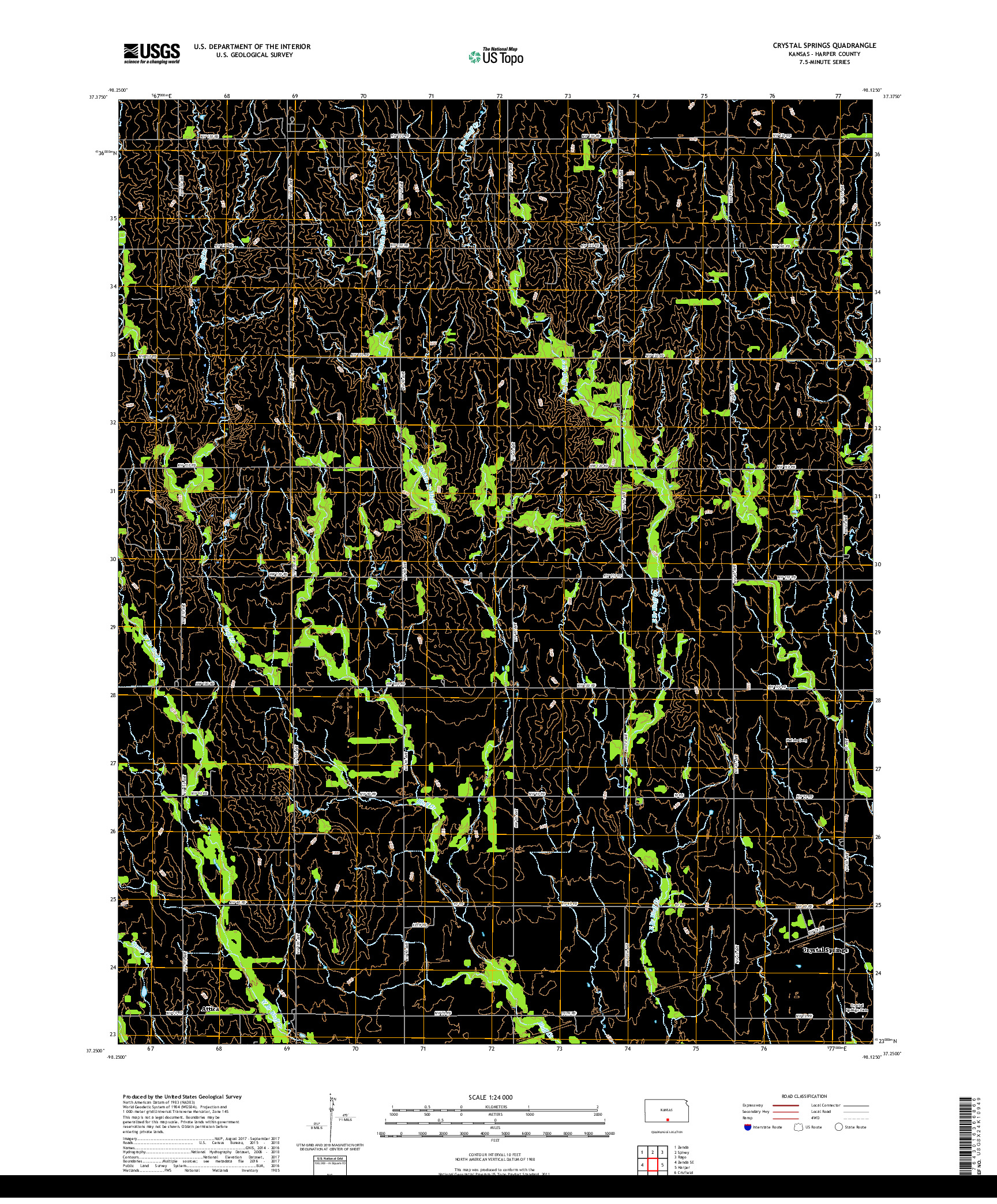 USGS US TOPO 7.5-MINUTE MAP FOR CRYSTAL SPRINGS, KS 2018