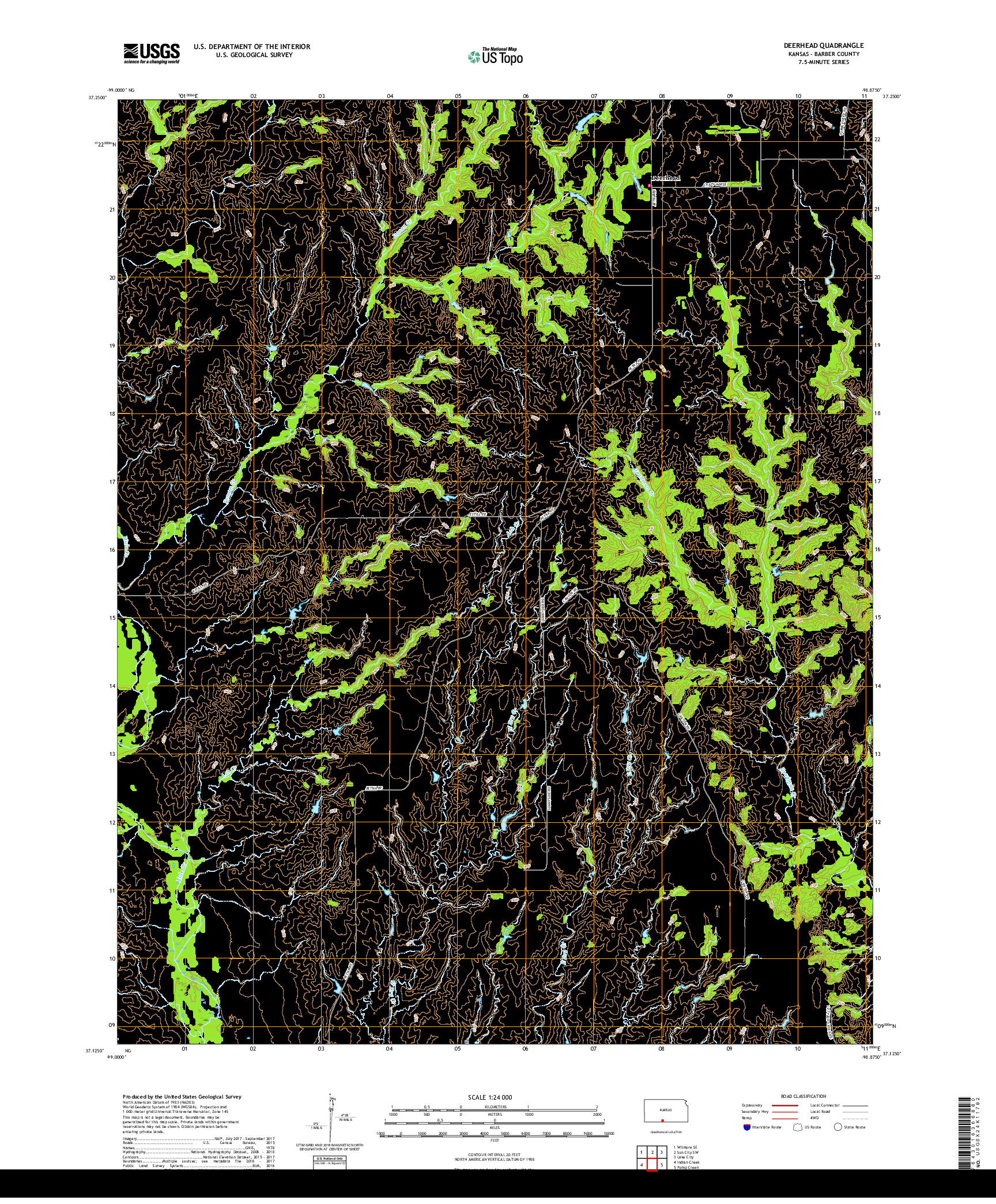 USGS US TOPO 7.5-MINUTE MAP FOR DEERHEAD, KS 2018