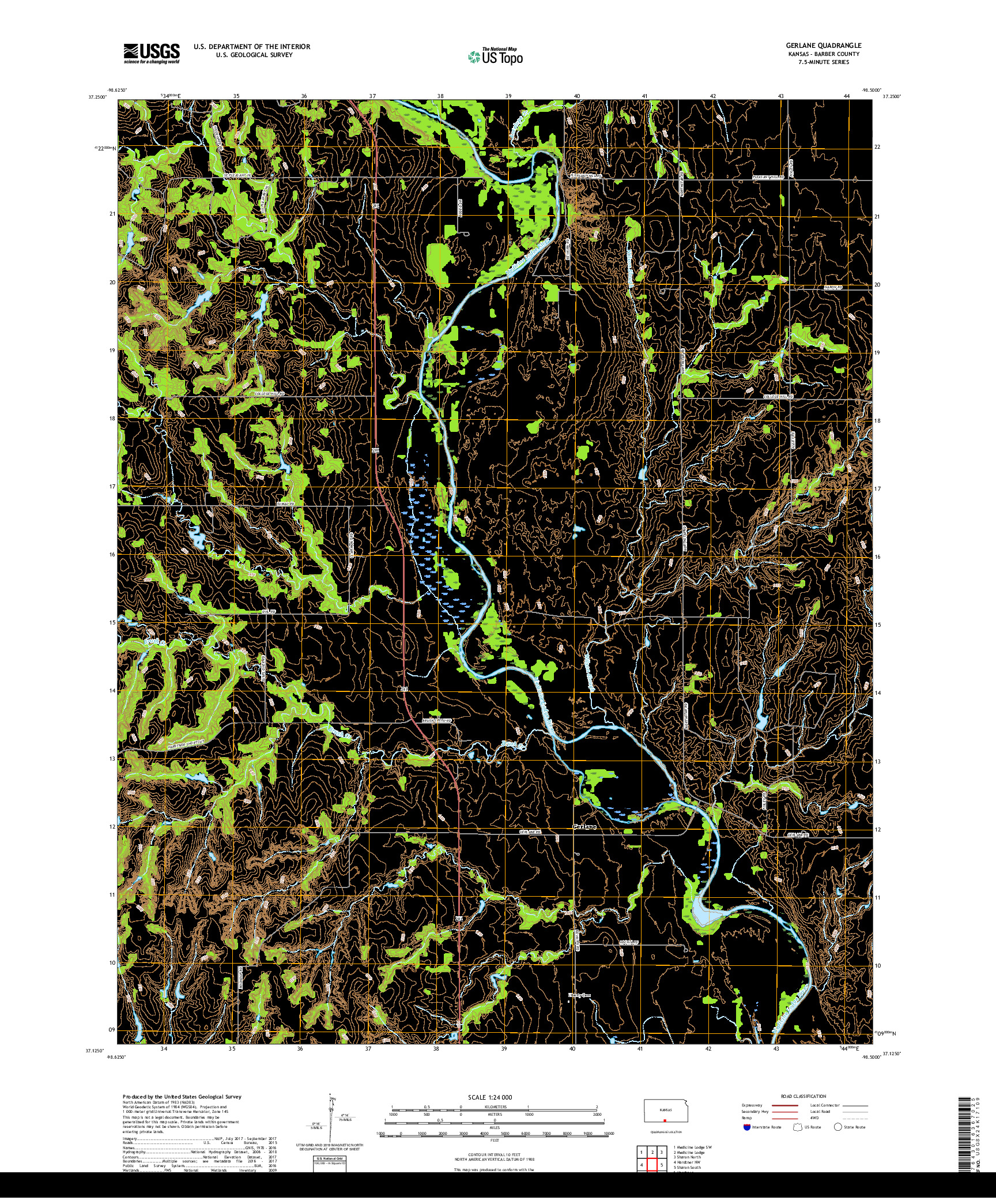 USGS US TOPO 7.5-MINUTE MAP FOR GERLANE, KS 2018